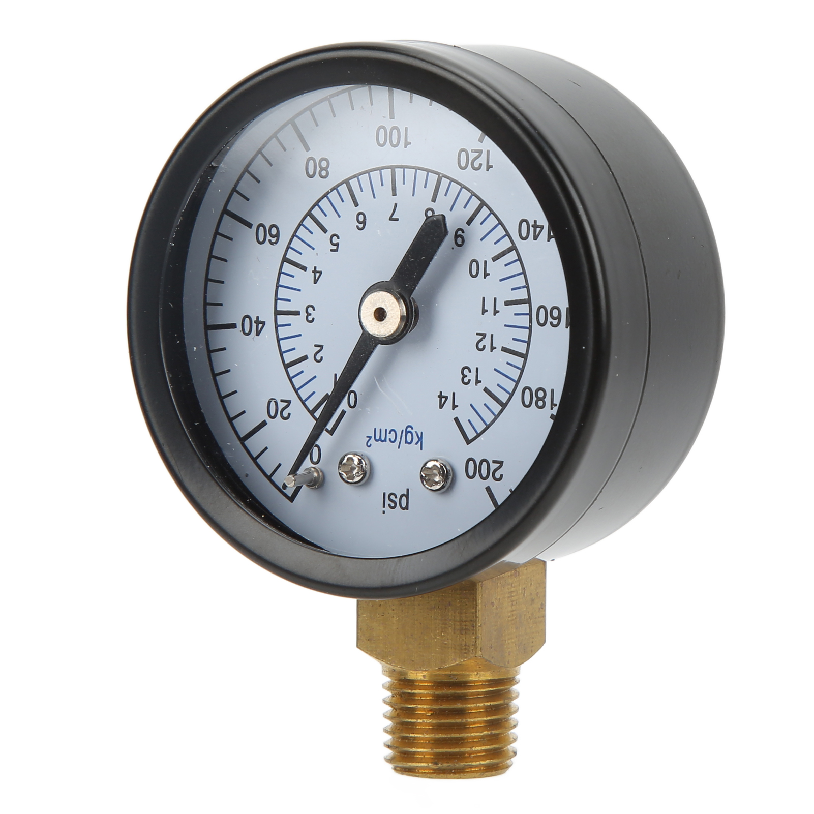 1/4npt 50mm Radialdruckmanometer, Edelstahl Und Messing, 0-200psi, 0-14kg/cm², Für Wasser, Gas, Öl, Pumpen, Bewässerung Und Schwimmbaddruck.