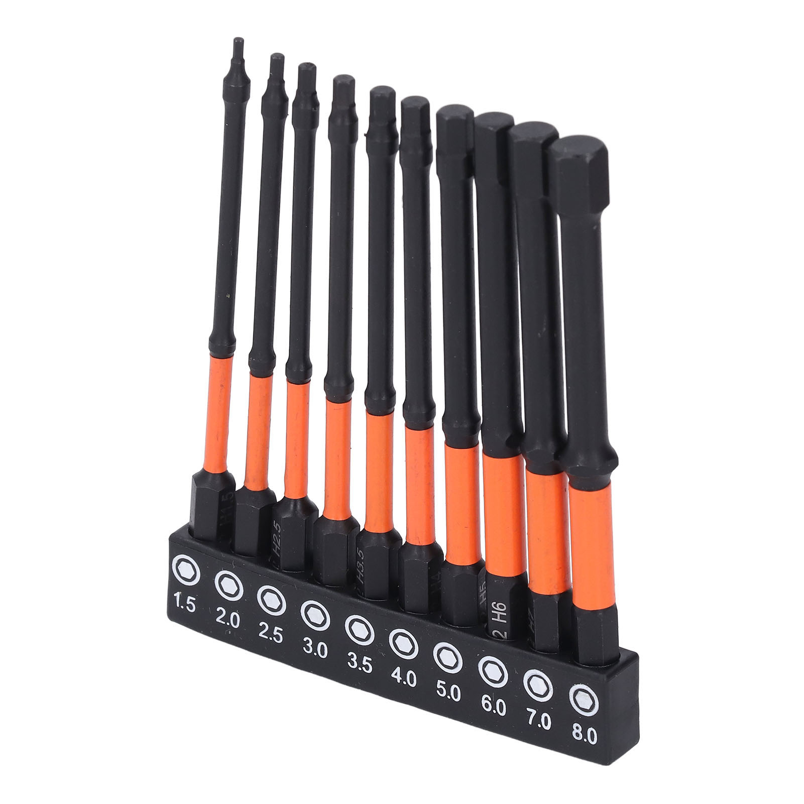 Set Mit 10 Magnetischen Sechskantschraubendreherbits Aus S2-legierungsstahl, Mit Aufbewahrungsbox, 1/4"-metrikschaft, Schlagschrauber