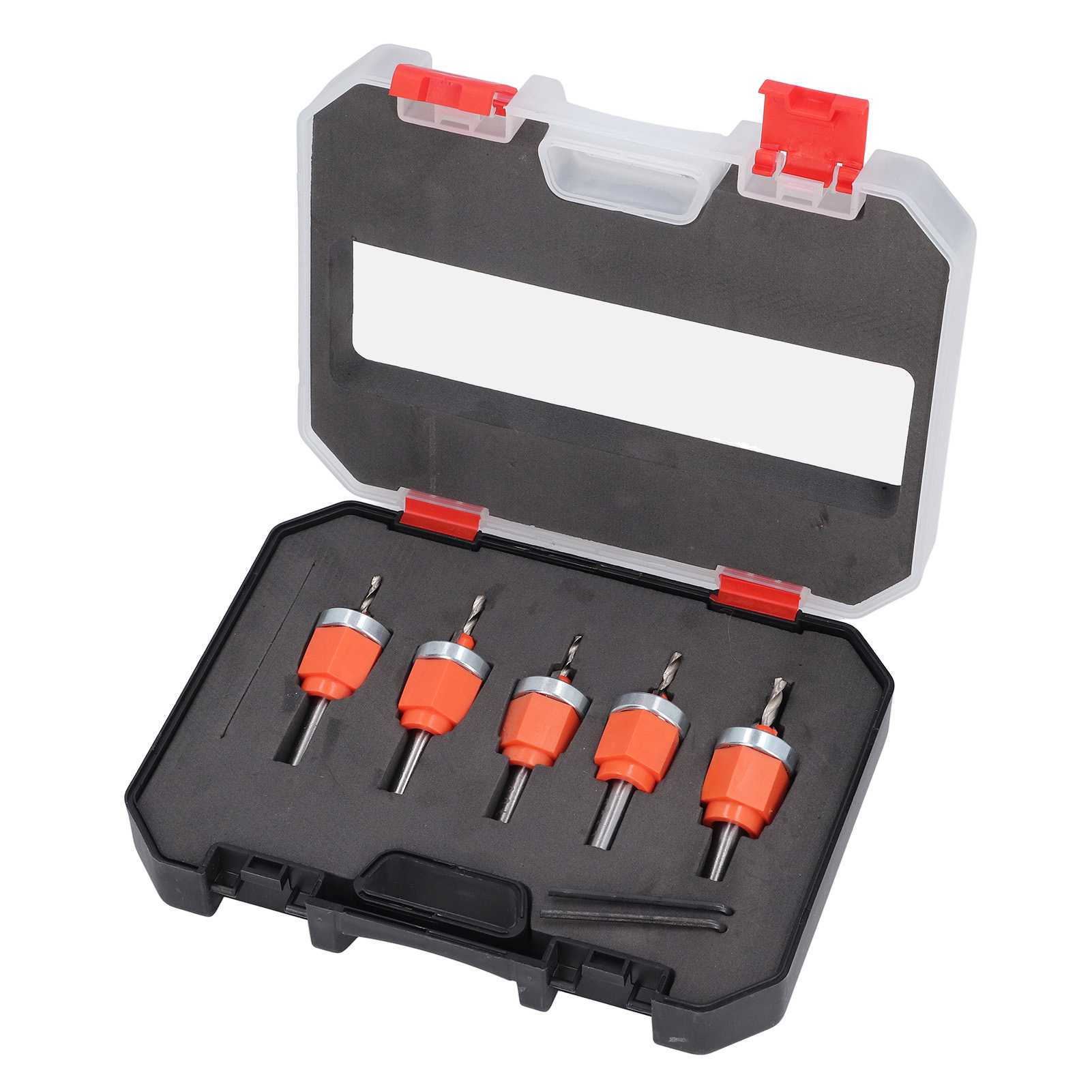 Set Mit 5 Senkbohrern (2,8, 3, 3,2, 3,5, 4 Mm) Mit Einstellbarem Tiefenanschlag Und Schraubenschlüssel Für Versenkte Bohrungen