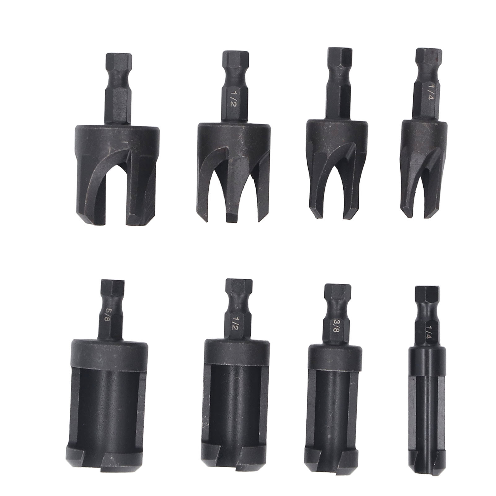 8-teiliges Holzbohrer-set, Kohlenstoffstahl, Sechskantschaft, 1/4 Zoll, Größen 5/8 Zoll, 3/8 Zoll, 1/2 Zoll, Gerade Und Konisch