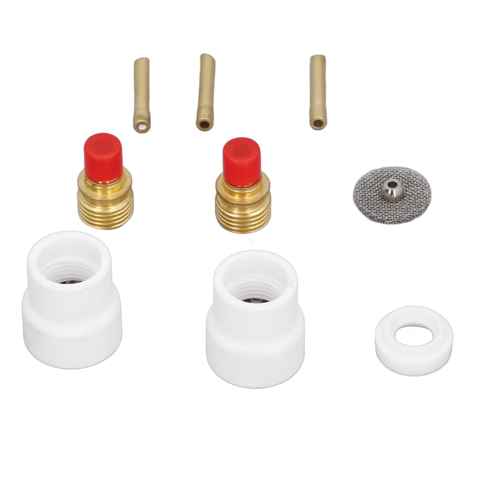 12-teiliges Wig-gaslinsen-set Mit Weißer Keramikdüse, Kurzem Konischen Elektrodenhalter, Drahtverbinder Und Ptfe-frontabdeckung Für Wp 9, 20 Und 25 Brenner.