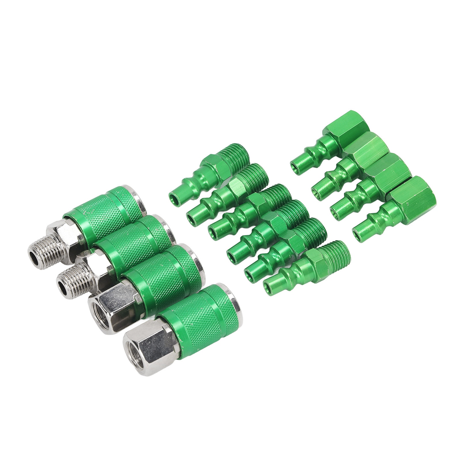 Set Mit 14 Schnellkupplungen: 4 Universalkupplungen Und 10 I/m-verschlüsse, 1/4 Zoll Npt, Aluminiumlegierung, Aro-kompatibel, Für Kompressorschläuche