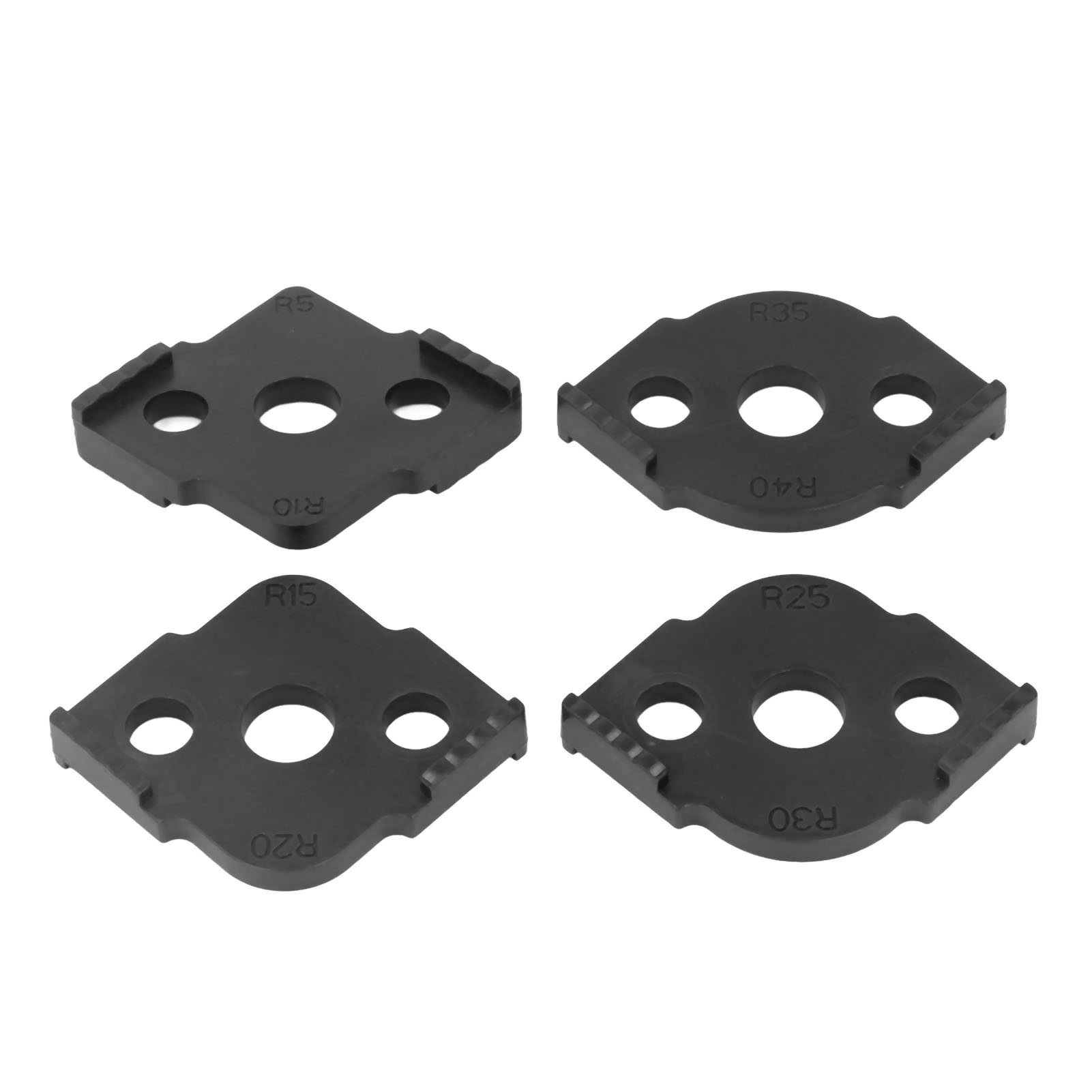 Set Mit 4 Robusten Abs-frässchablonen Mit Abgerundeten Ecken, Schwarze Holzkalibratoren Mit Halbrunden Ecken