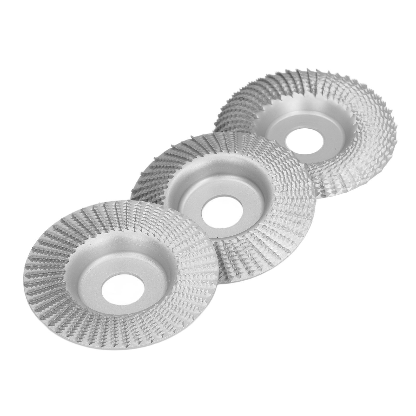 Set Mit 3 Flachen, Abgeschrägten Und Gewölbten Gravierscheiben (100 Mm) Für Winkelschleifer Zum Bearbeiten Und Schleifen Von Holz, 22 Mm Loch, Silberfarben