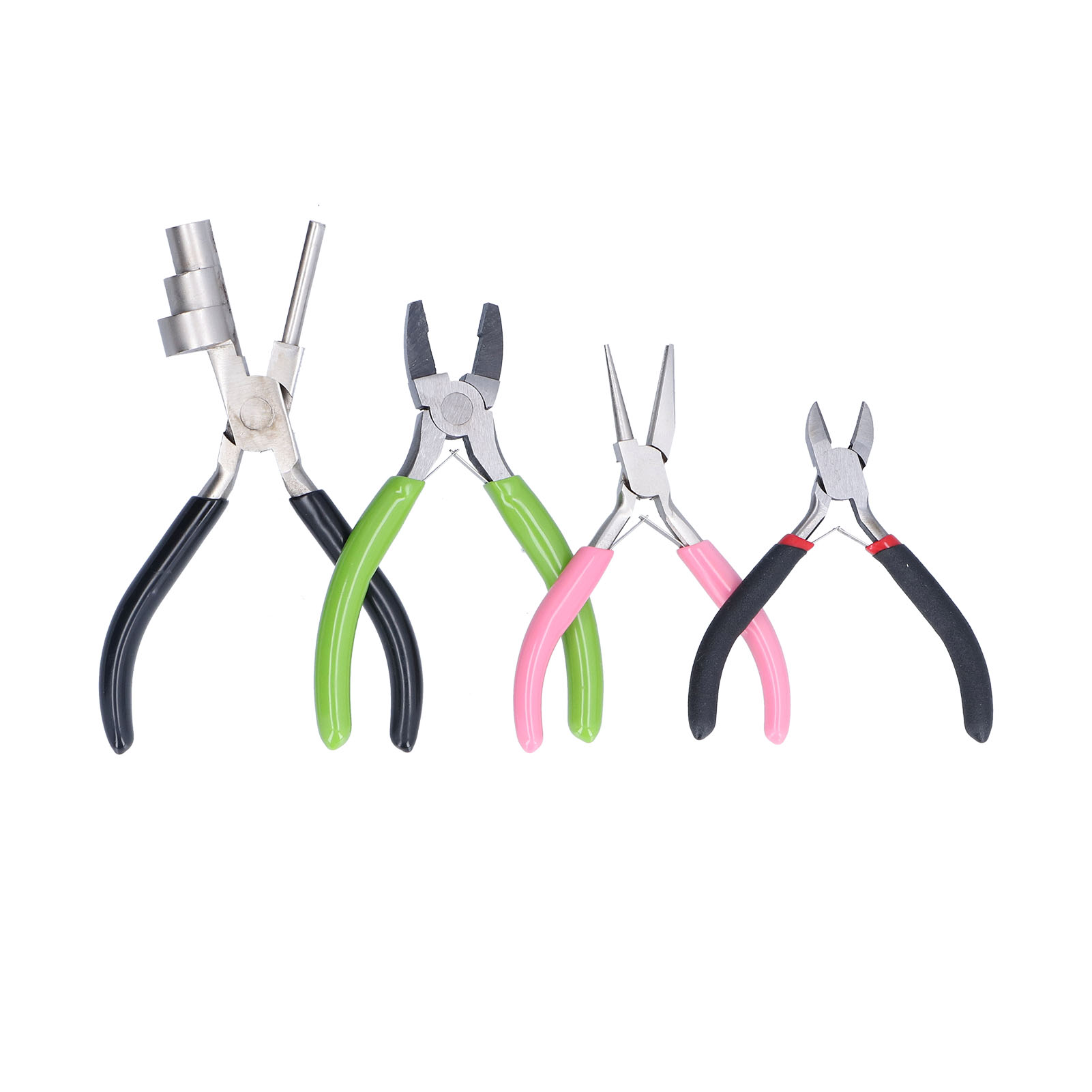 Set Aus 4 Schmuckzangen Aus Hochkohlenstoffhaltigem Stahl: Schrägschneider, Ringzange, Manuelle Crimp- Und Wickelzange