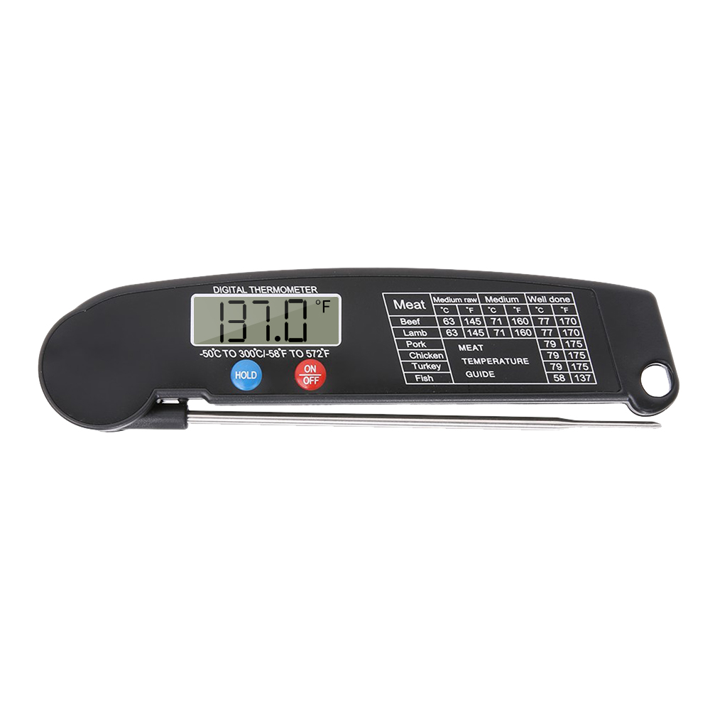 Digitales Thermometer Mit Faltbarer Sonde, Sofortanzeige Für Fleisch, Kochen Und Lebensmittel, Mit Um 180° Drehbarer Sonde Zum Grillen, Barbecue, Für Milch Und Andere Anwendungen In Der Küche.