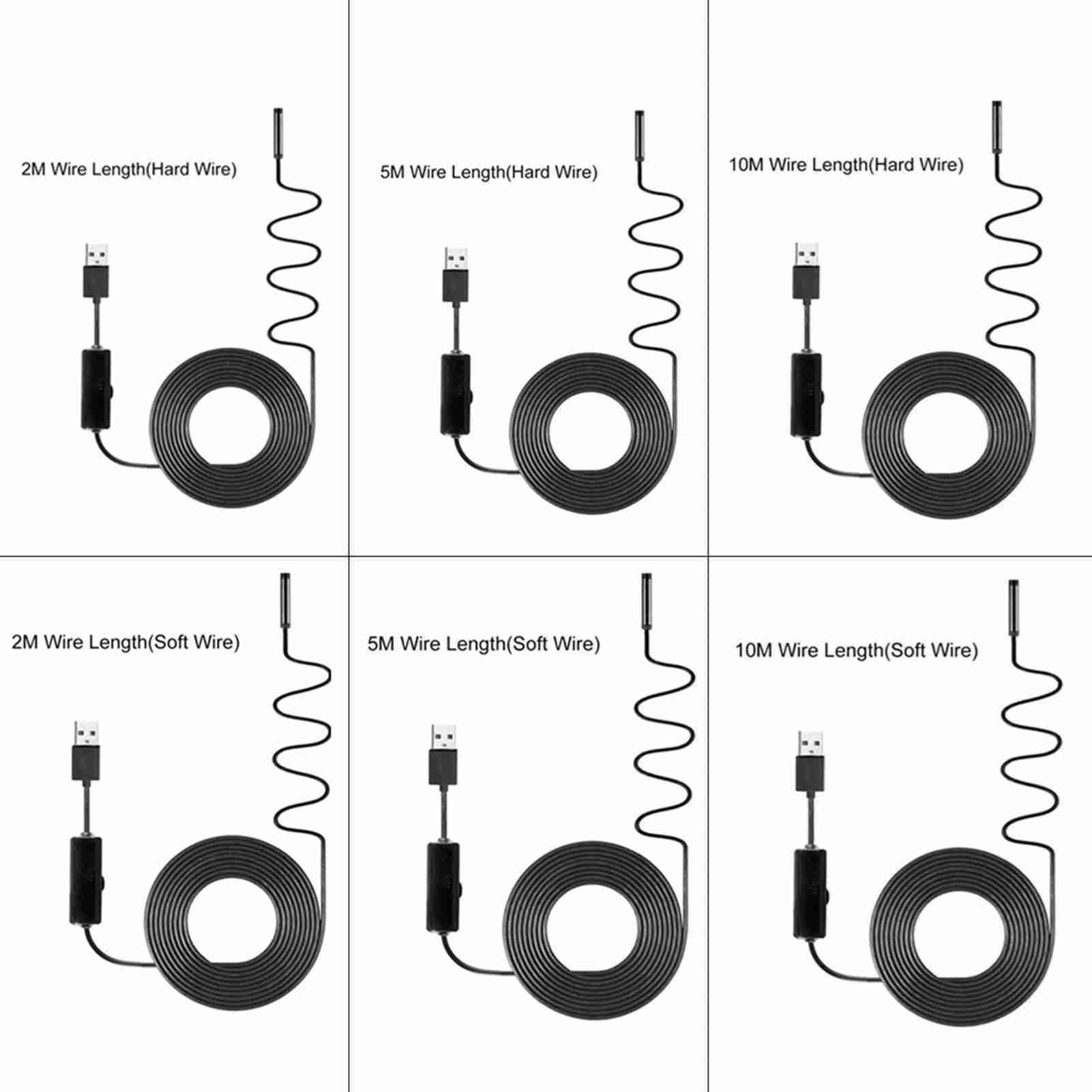 Industrielle Endoskop-videoinspektionskamera Mit 8 Integrierten Leds, 8-mm-objektiv, Wasserdicht Nach Ip67, Usb-endoskop Mit 10 M Starrem Kabel