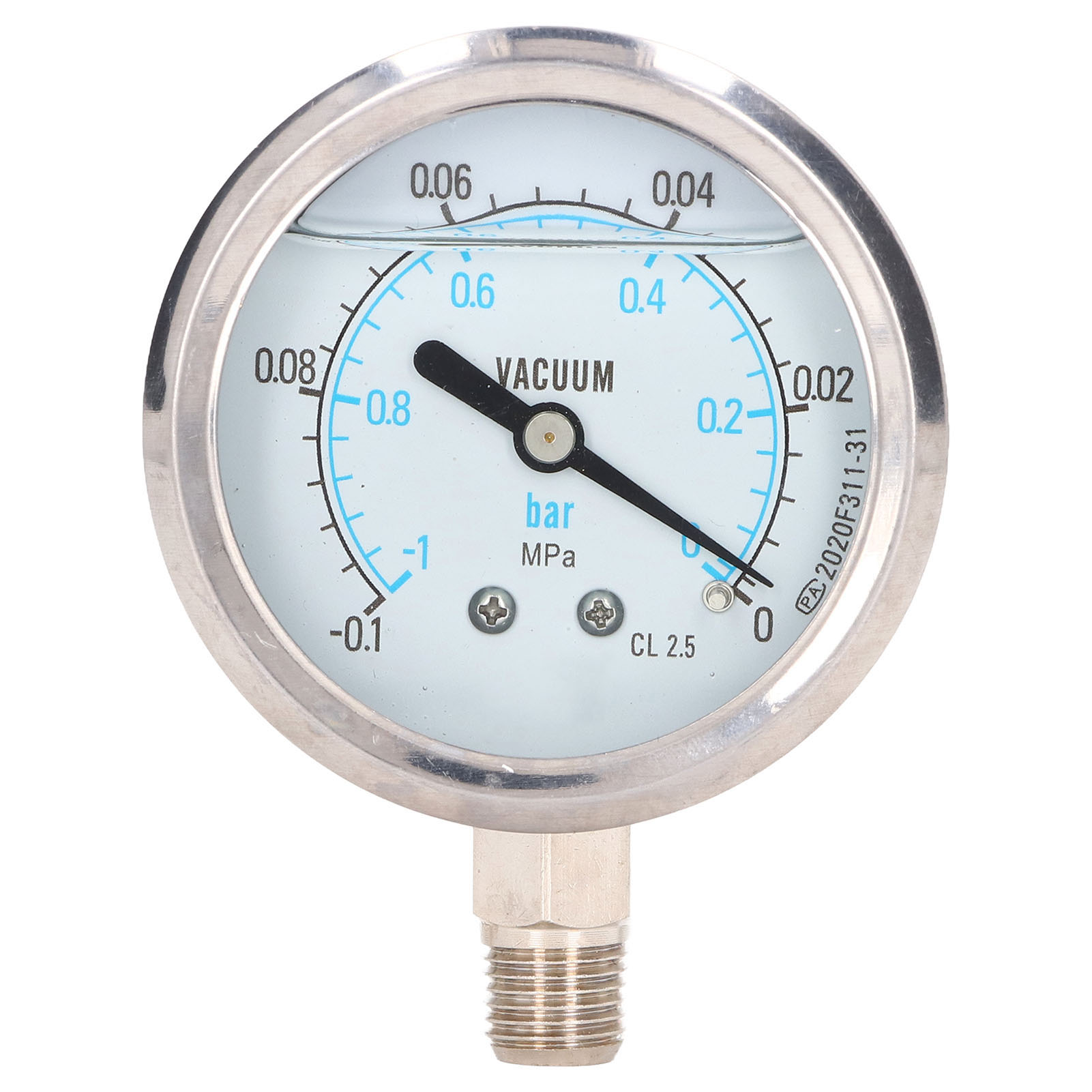 1/4-zoll-npt-vakuummeter Aus Edelstahl Mit Kompensation Und Doppelskala -0,1 Bis 0 Mpa Für Wasser Und Öl Yn-60