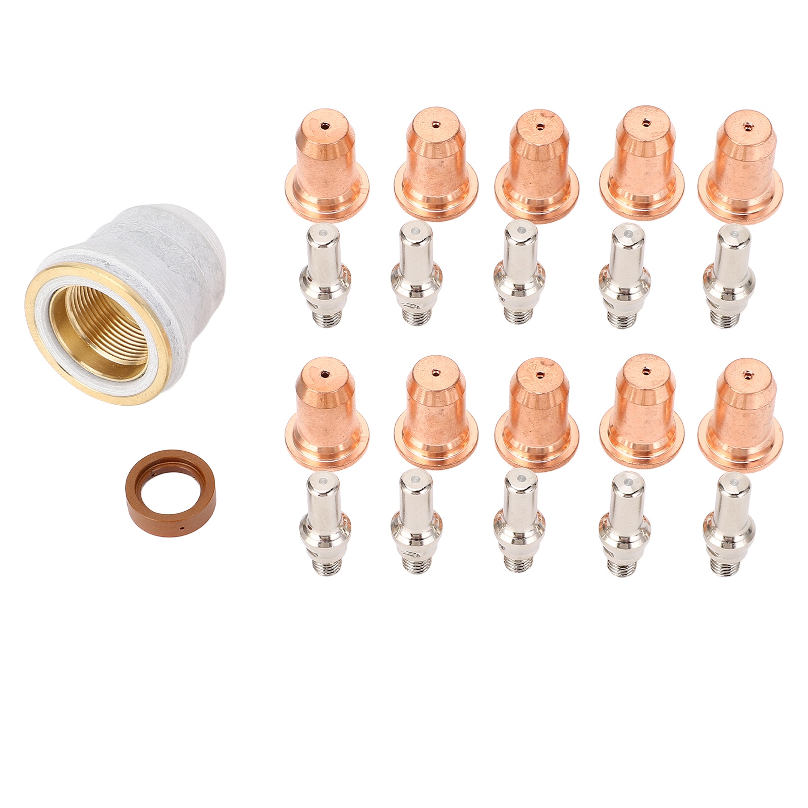 Set Mit 23 Zubehörteilen Für Plasmaschneidbrenner: Düsen, Elektroden, Brennerbecher Und Halter, 1 Mm, Kompatibel Mit Pt-60, Pt40, Ipt-60 Und Ipt40