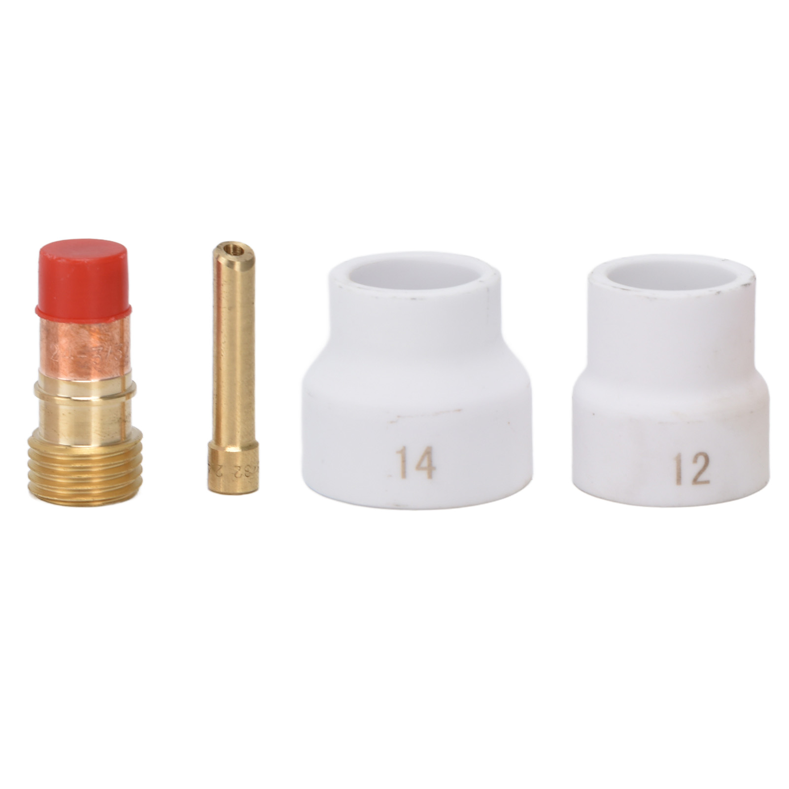 Set Mit 4 Kay Tig Gaslinsen-kits Für Wp 17, 18 Und 26 Brenner, Bestehend Aus Weißer Keramikdüse, Kurzem Konischem Elektrodenhalter Und Geripptem Verbinder 4c332gs 17gl332 2,4 Mm