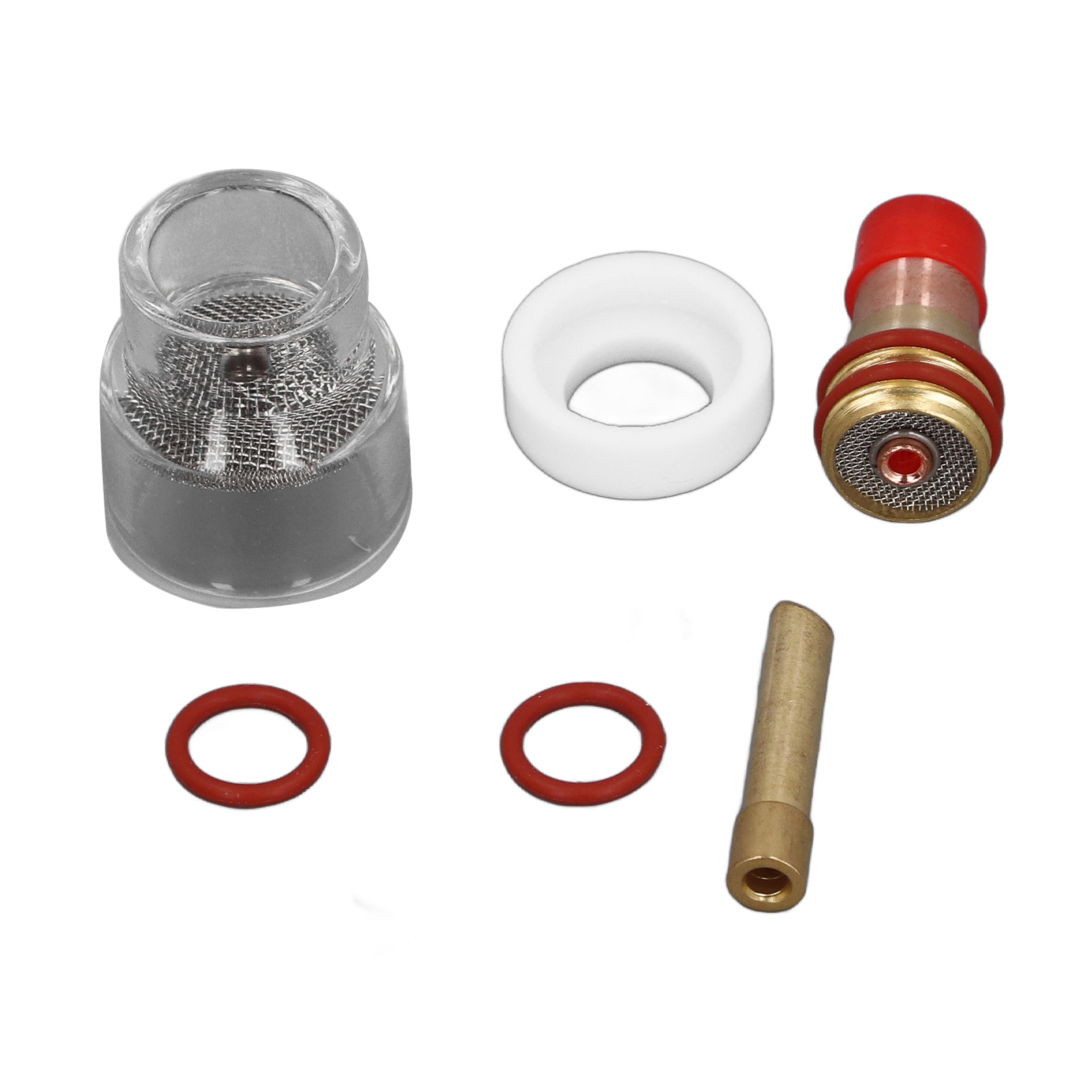 6-teiliges Zubehörset Für Wig-brenner: Glas, Spannzange, Gehäuse, Spannfutter, Gummidichtung, Keramikring Für 17-, 18- Und 26-mm-brenner Mit 2,4-mm-glasbecher.