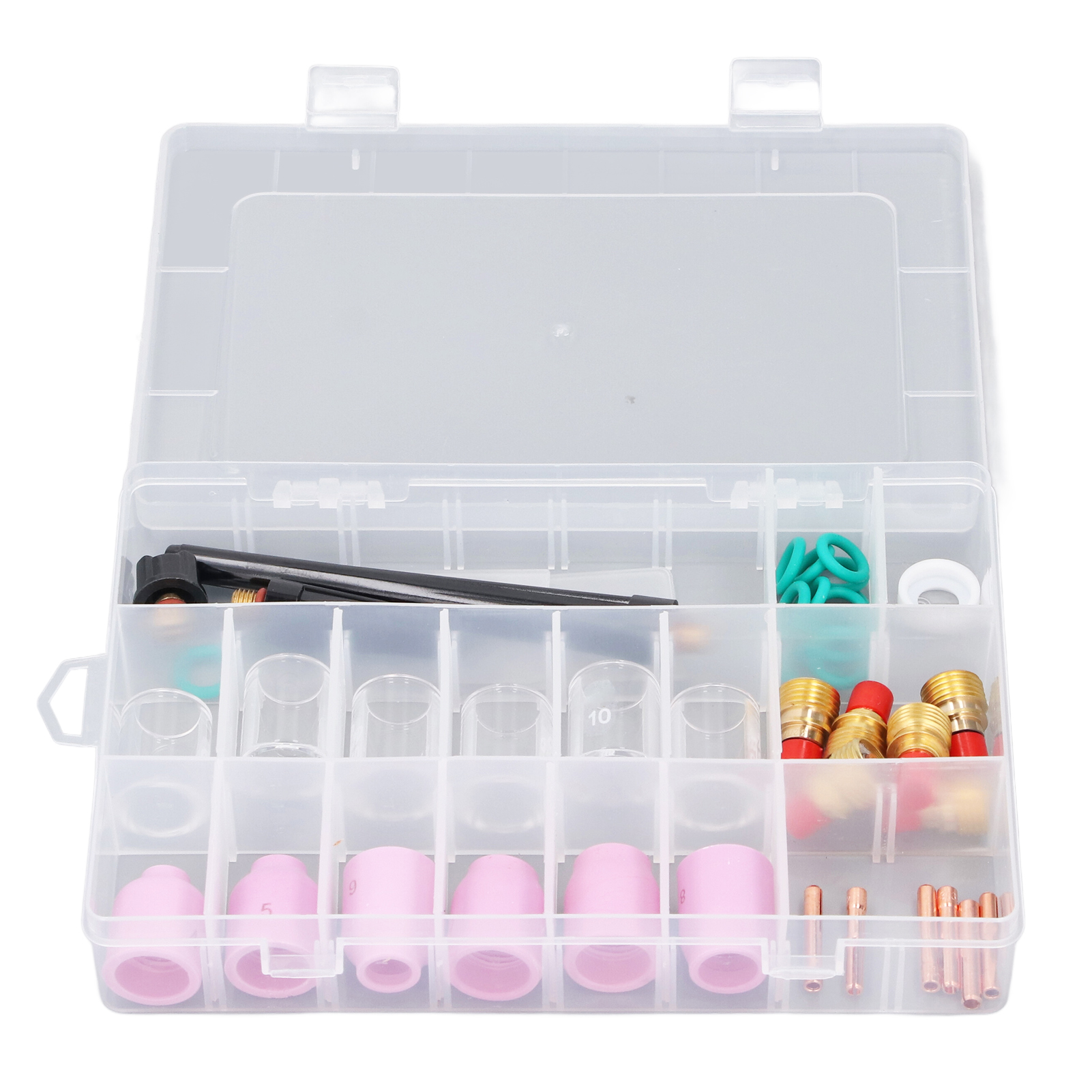 Set Mit 40 Wig-schweißzubehörteilen: Keramikdüsen, Glasdüsen, Schutzkappen, Kurze Kappen, Elektrodenklemmen, O-ringe Für Wp9 20 25 Brenner