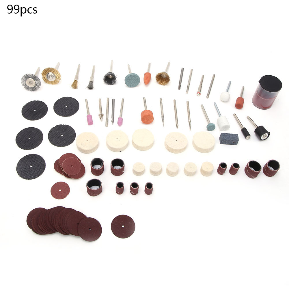 Set Mit 99 Zubehörteilen Für Rotationswerkzeuge Zum Schleifen, Polieren, Entgraten Und Gravieren Von Schleifscheiben
