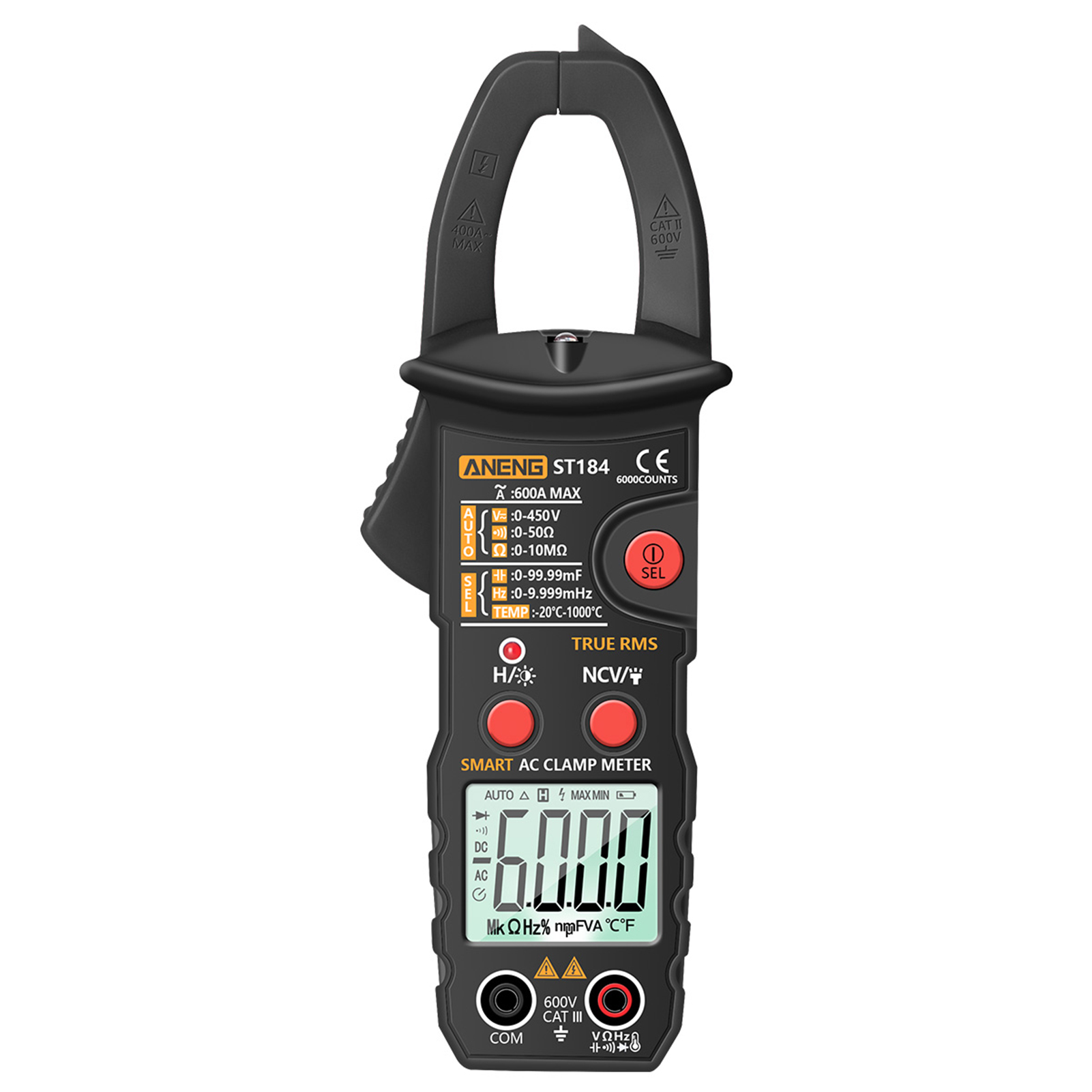 Aneng Stromzange, Digitalmultimeter, Effektivwert-spannungsdetektor, Gleich-/wechselstrommessung, Wechselstrommessung, Ohm-kapazitätsmessung, Durchgangsprüfung, Diodenprüfung, Hz-thermometer