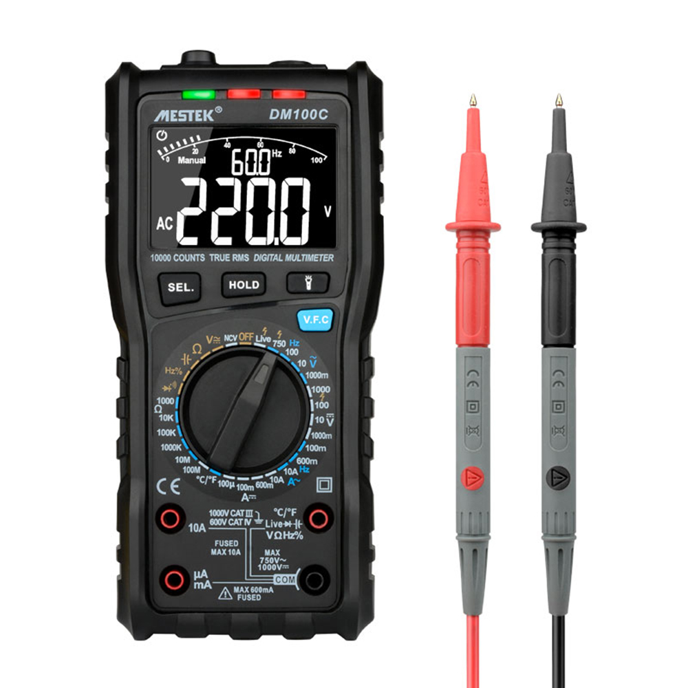Mestek 10000 True Rms Digitalmultimeter Multifunktionsmessgerät Misst Ac/dc-spannung Strom Widerstand Kapazität Frequenz Diode Temperatur Ncv-tester Warnung Bei Stromführenden Leitungen Sicherungen Üb