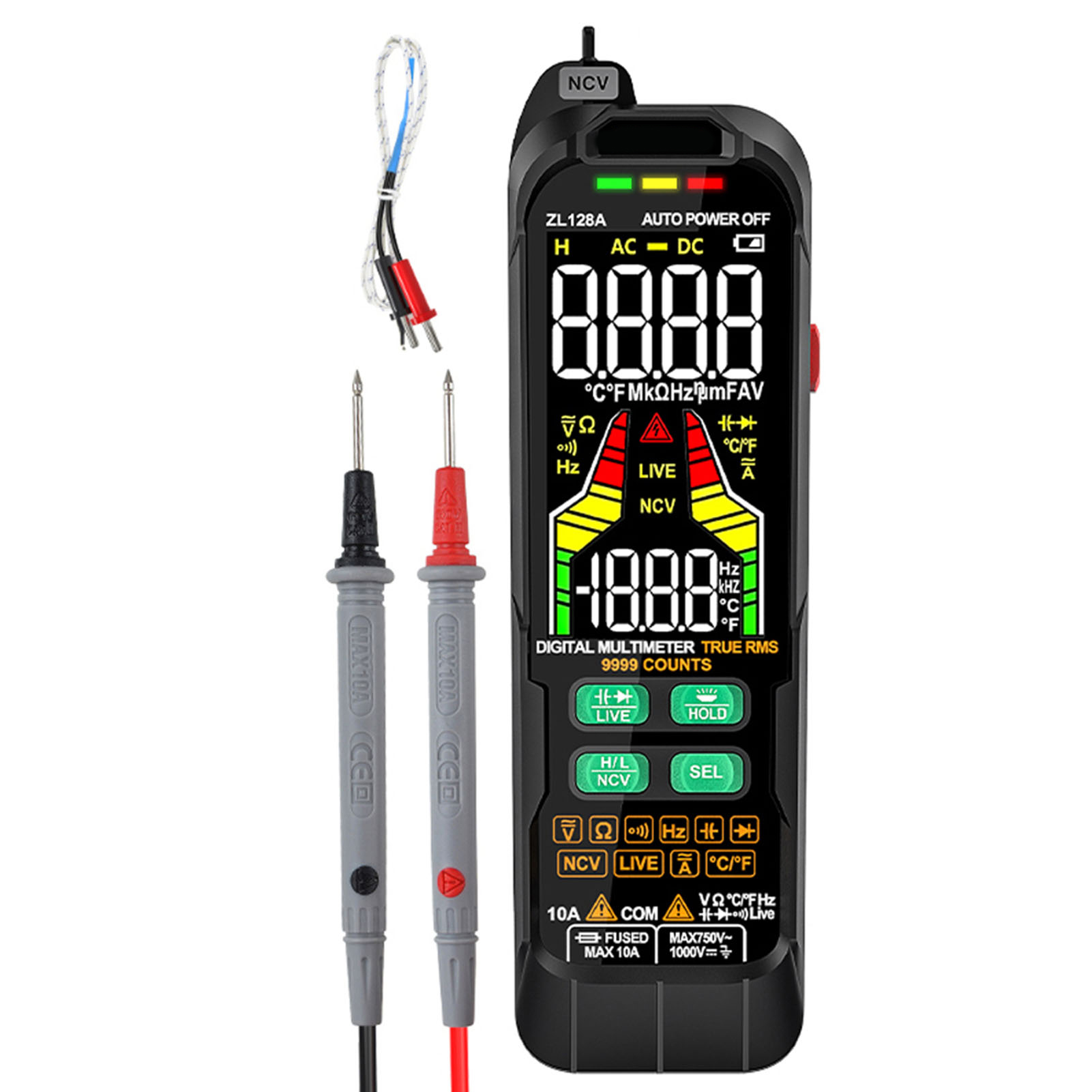 Professionelles Digitales Multimeter, Wechsel- Und Gleichstromprüfer, Effektivwert-spannungsmessgerät, Kapazitätsthermometer, Multitester
