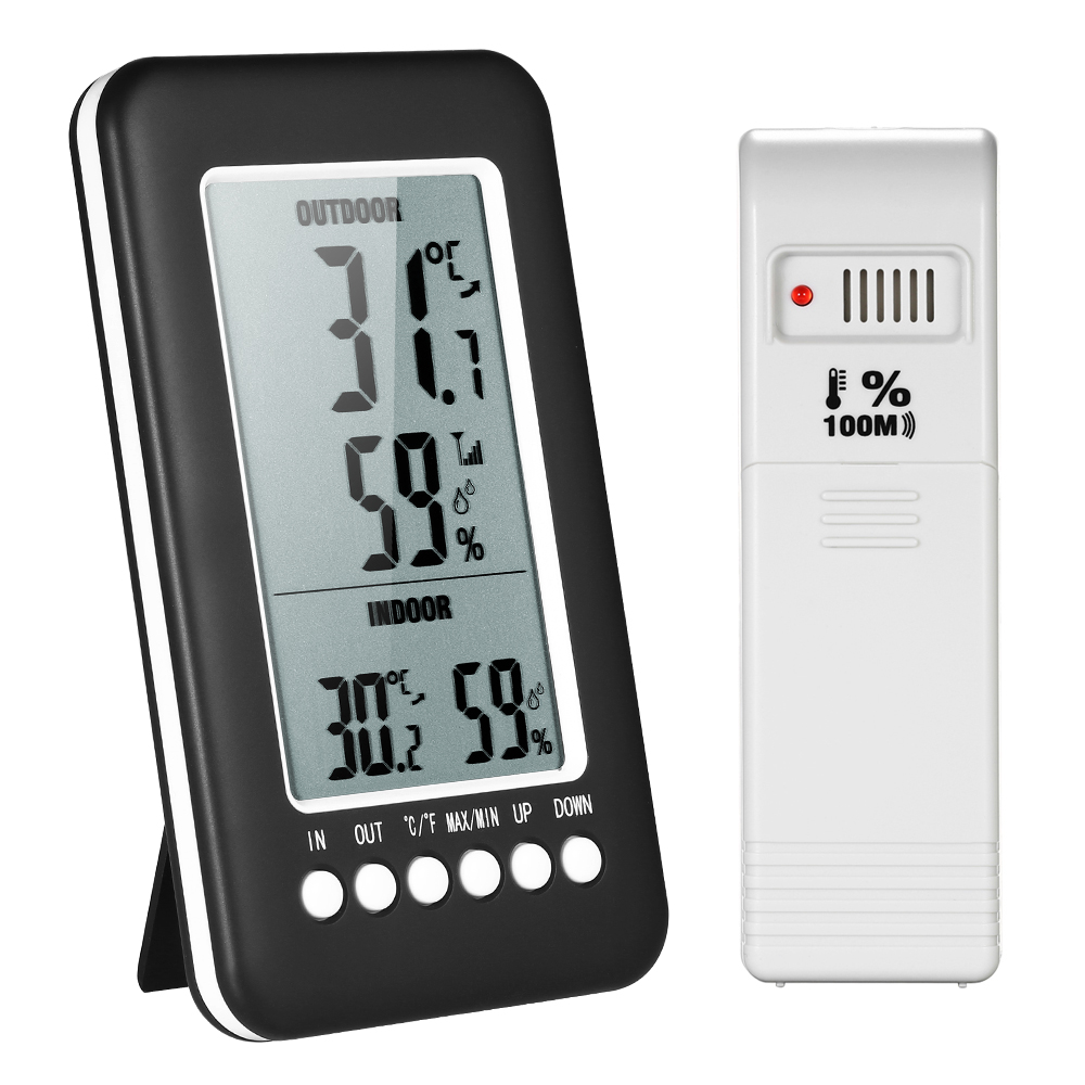 Kabelloses Digitales Thermometer-hygrometer Mit Lcd-display Für Innen- Und Außenbereich Mit Temperatur-, Feuchtigkeits- (℃/℉) Und Min/max-sender