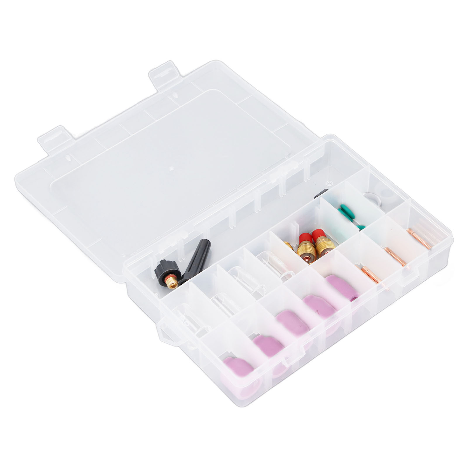 37-teiliges Set Zubehör Für Wig-schweißbrenner: Keramikdüsen, Schutzgläser, Düsen, Gaslinsen, Kollektoren, O-ringe, Hintere Kappen, Ptfe-frontkappe