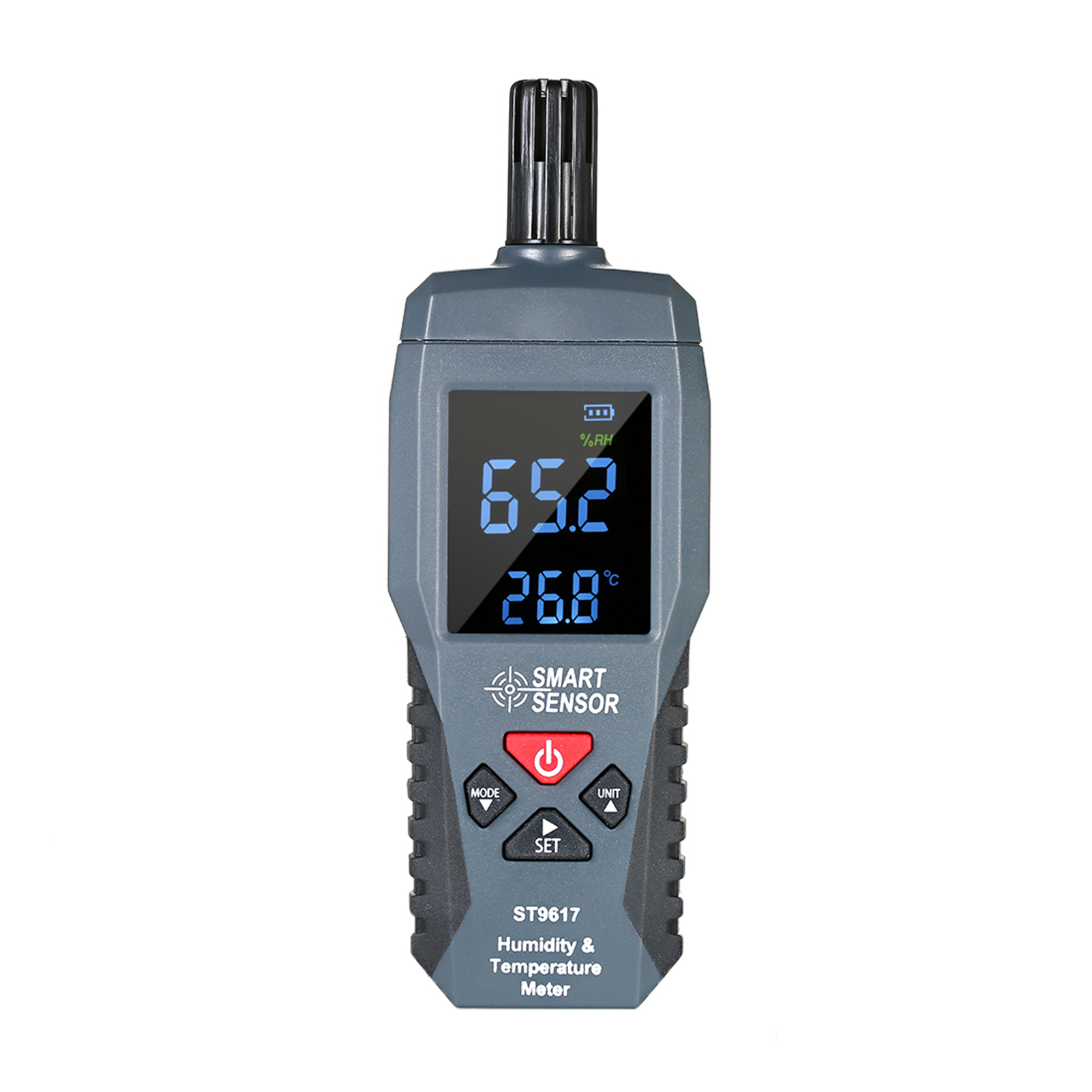 Smart Sensor St9617 Digitales Lcd-thermometer-hygrometer, Präzise Feuchtigkeits- Und Temperaturmessung, Schwarzes Abs-gehäuse, 15 X 5 X 2,3 Cm, 78 G, Aaa-batterie