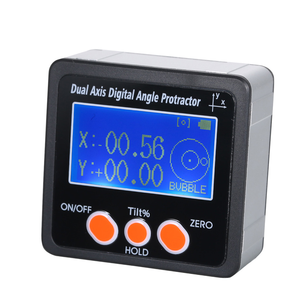 Zweiachsiger Digitaler Neigungsmesser Mit Hintergrundbeleuchtung, Wasserdichtes Gehäuse Aus Aluminiumlegierung (ip65), Messbereich 4 X 90°