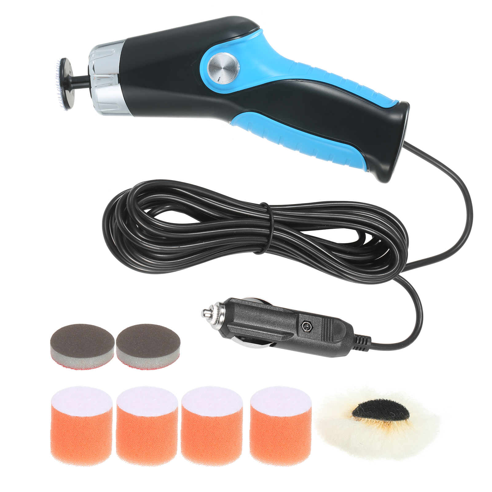 60-w-miniatur-poliermaschine Mit Zigarettenanzünderstecker, 8500 U/min, Variable Drehzahl, Elektrischer Autopolierer Zum Reinigen, Polieren Und Wachsen, Zur Kratzerreparatur An Der Karosserie, Blau
