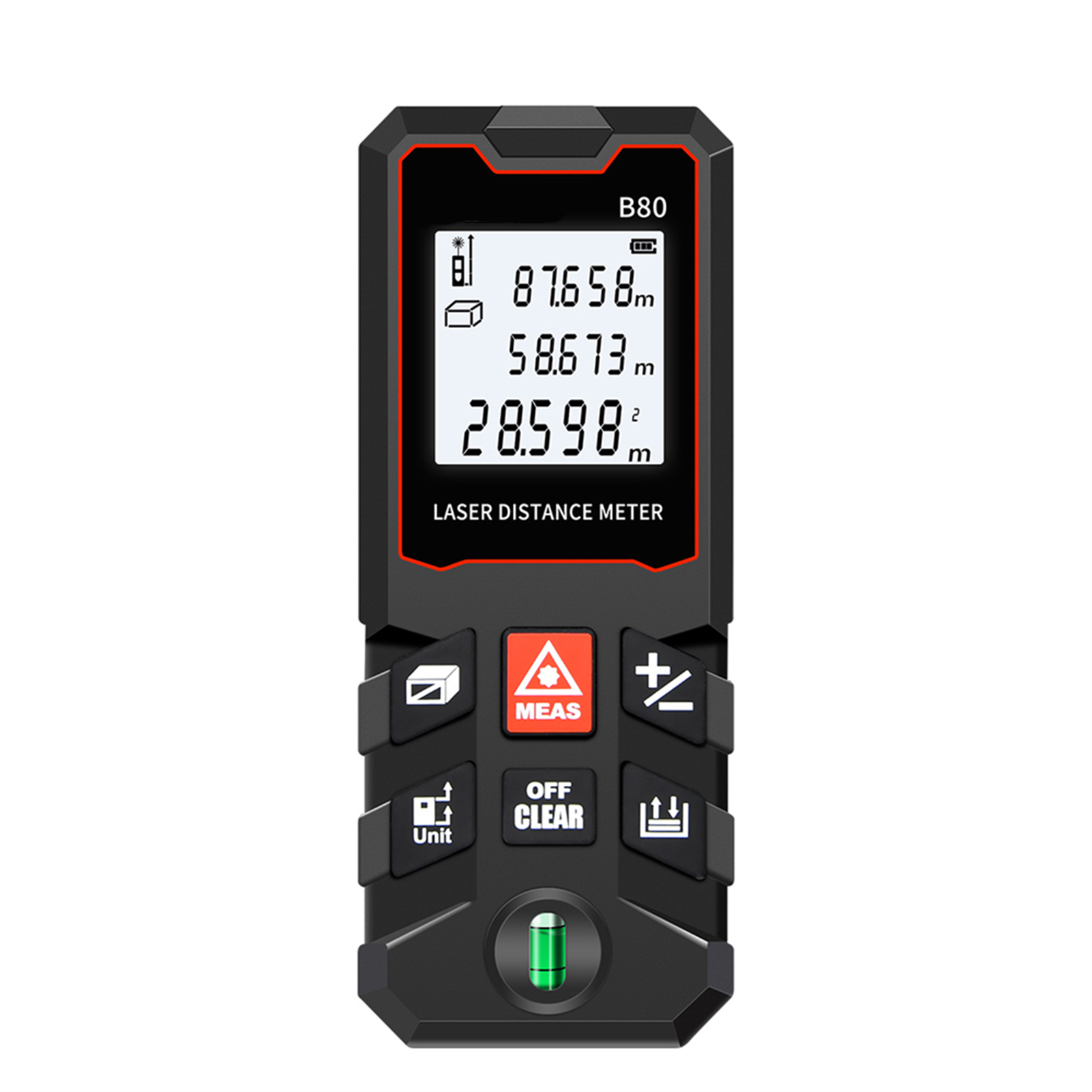 Aneng 80m Digitaler Lcd-laser-entfernungsmesser Mit Wasserwaage, Mini-laser-distanzmesser, Oberflächen- Und Volumenmessung, Satz Des Pythagoras, Einheitenumschaltung Und Datenspeicherung