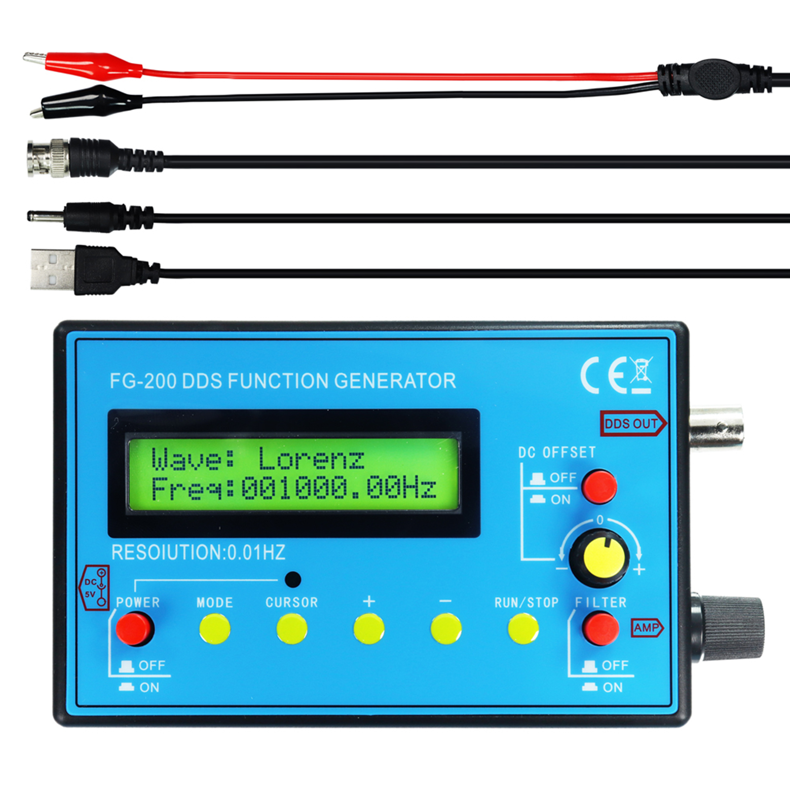 Funktionsgenerator Fg-200, Dds-signal, Frequenzzähler 0,01 Hz – 500 Khz, Signalquelle, Sinus-, Rechteck- Und Sägezahnmodul