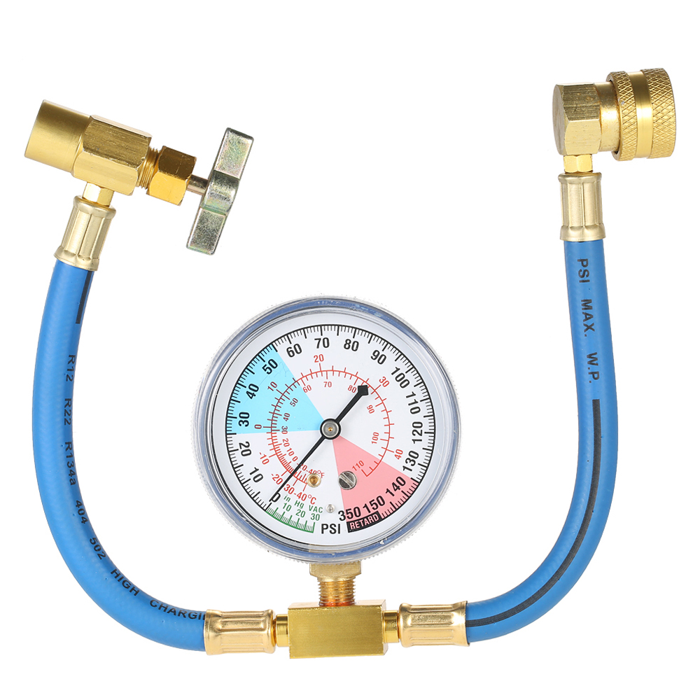 R134a-kältemittel-nachfüllschlauch-manometer-set Für Auto- Und Hausklimaanlagen, 1/2" Acme Blau Aluminium Kupfer Gummi, 1 Stück