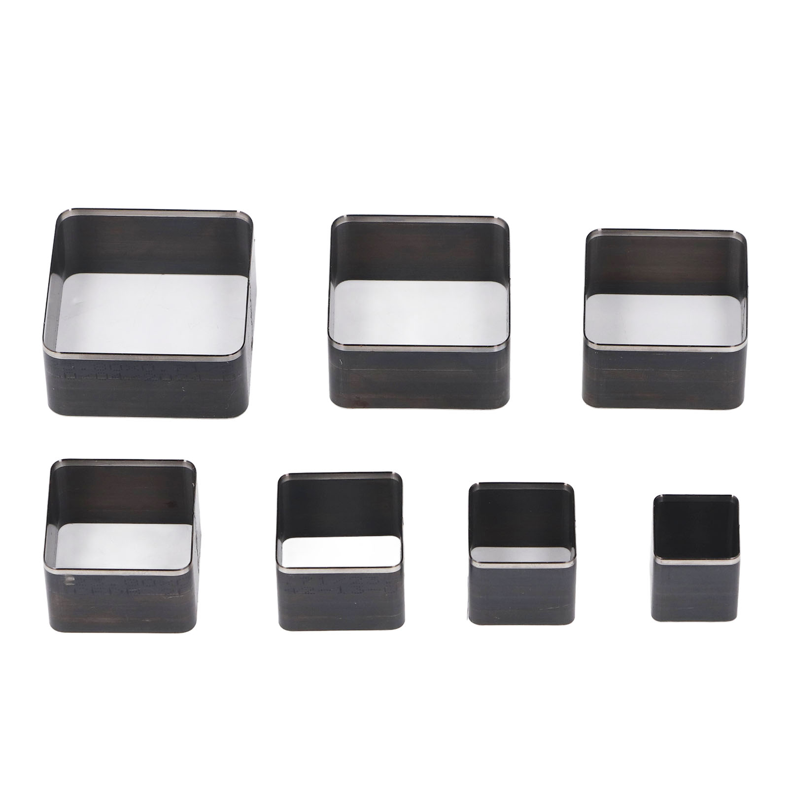 Set Mit 7 Rechteckigen Lederschneidstanzen Aus Legiertem Stahl, 20, 25, 30, 35, 40, 45, 50 Mm Pro Seite