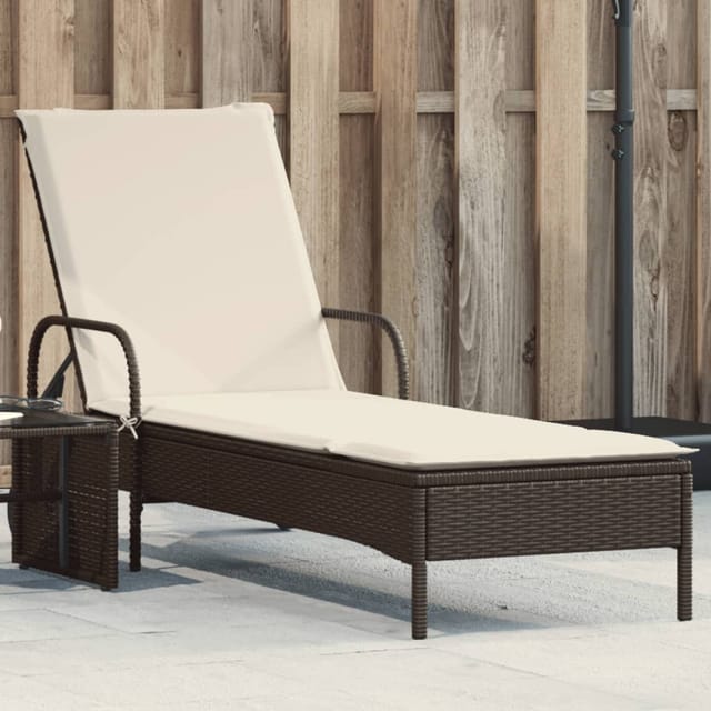 Sonnenliege Mit Rollen Und Auflage Braun Poly Rattan - Vidaxl