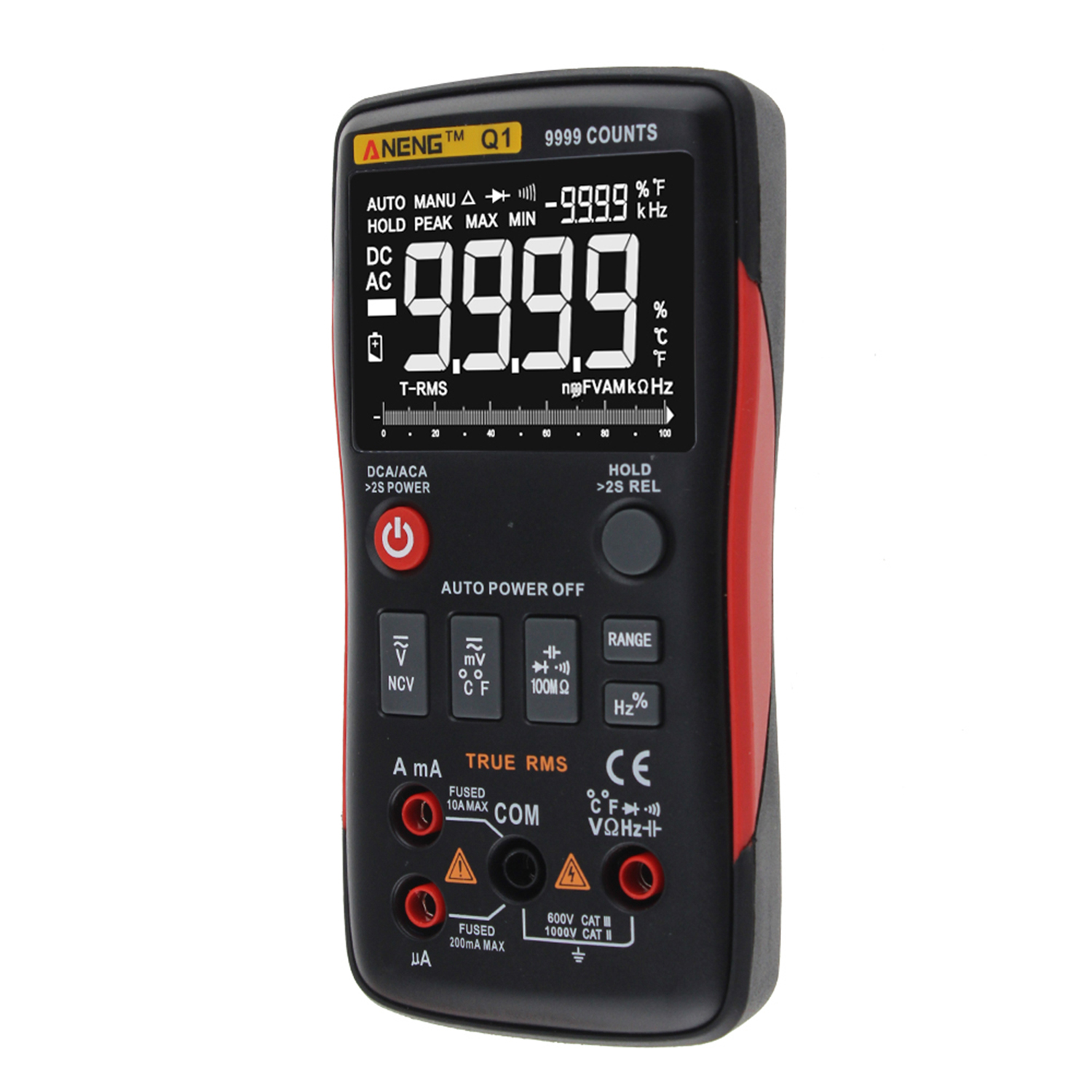Aneng Counter 9999 True Rms Digitalmultimeter Multifunktions-voltmeter Amperemeter Taschenformat Mini Universal Hochpräzisionsmessung Ac/dc-spannung Ac/dc-strom Widerstand Kapazität Frequenz Tastverhä