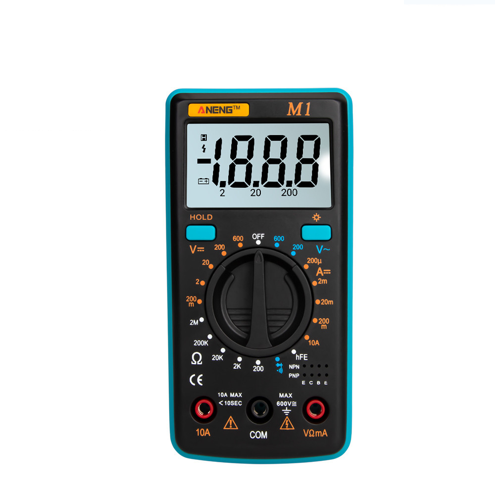 Aneng M1 Tragbares Digitalmultimeter Mit Voltmeter, Amperemeter, Ohmmeter, Dioden-, Transistor- Und Durchgangsprüfer, Mit Hintergrundbeleuchtetem Lcd-bildschirm, Hoher Präzision Und Überlastschutz (bl