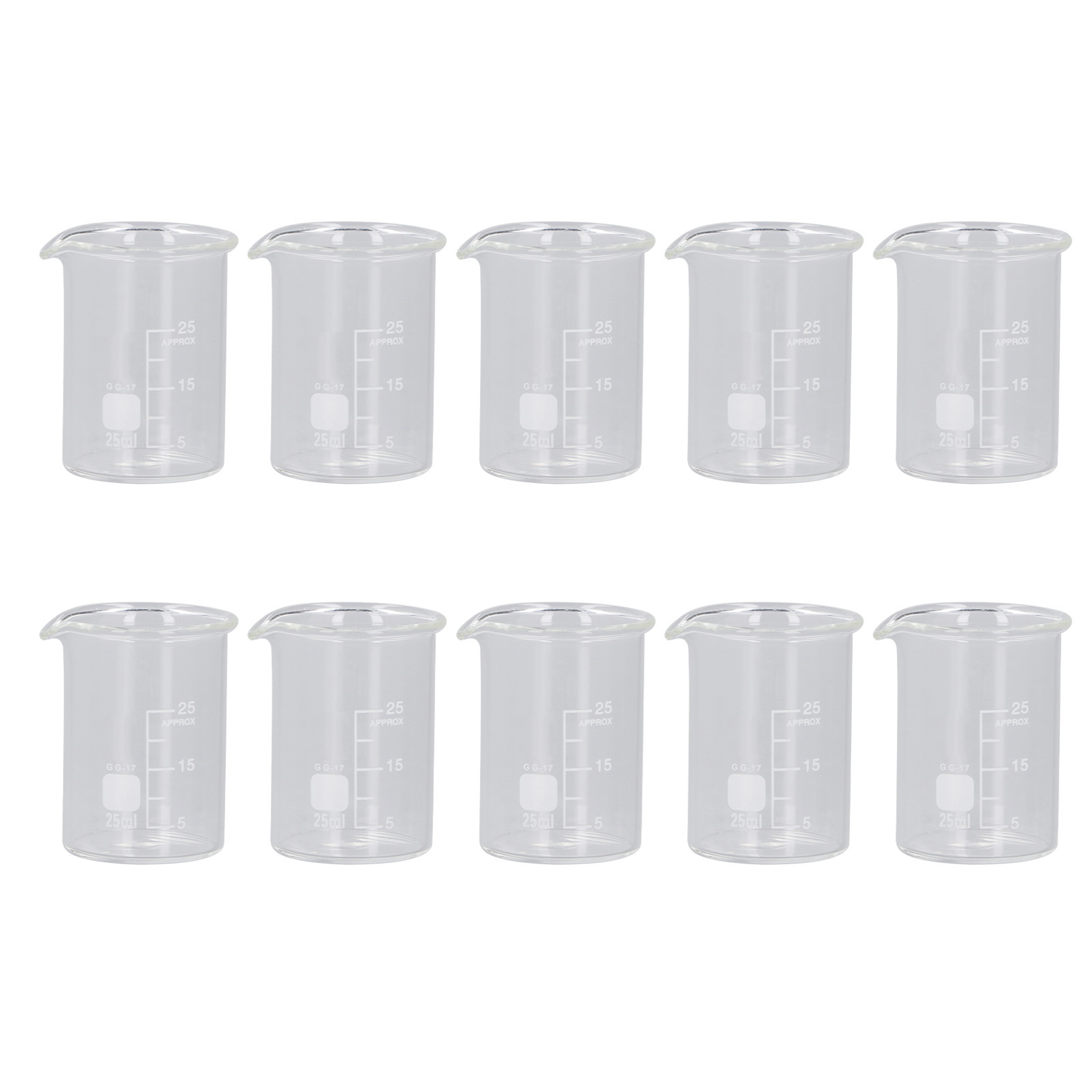 Set Mit 10 Erlenmeyerkolben Aus Borosilikatglas Mit Graduierung Für Experimente Und Unterricht, 25 Ml