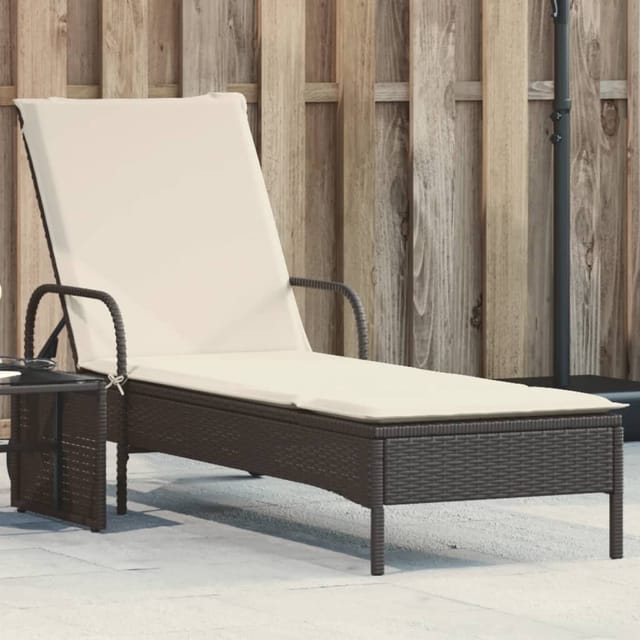 Sonnenliege Mit Rollen Und Auflage Schwarz Poly Rattan - Vidaxl