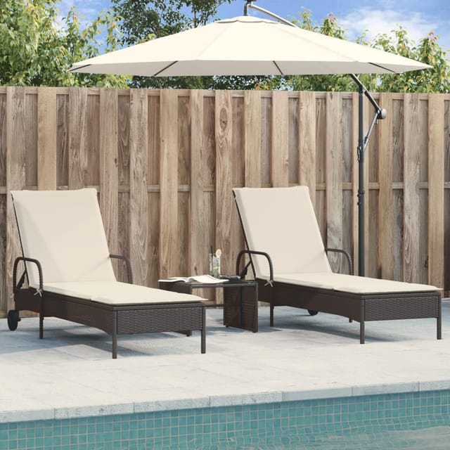 Sonnenliegen Mit Auflagen 2 Stk. Schwarz Poly Rattan Vidaxl