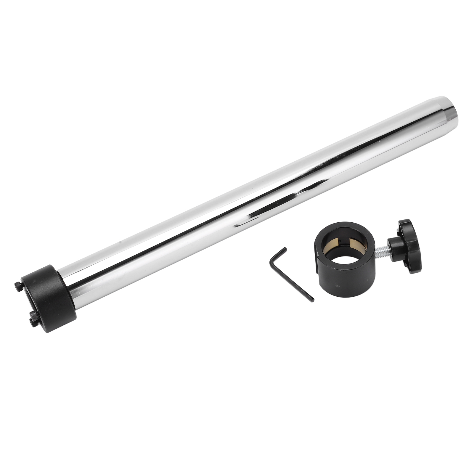 Tischstütze Für Binokulare Und Trinokulare Stereomikroskope, 32 Mm Durchmesser, 350 Mm/250 Mm Länge, Verchromtes Metall Mit Verbindungsring Und Innensechskantschlüssel