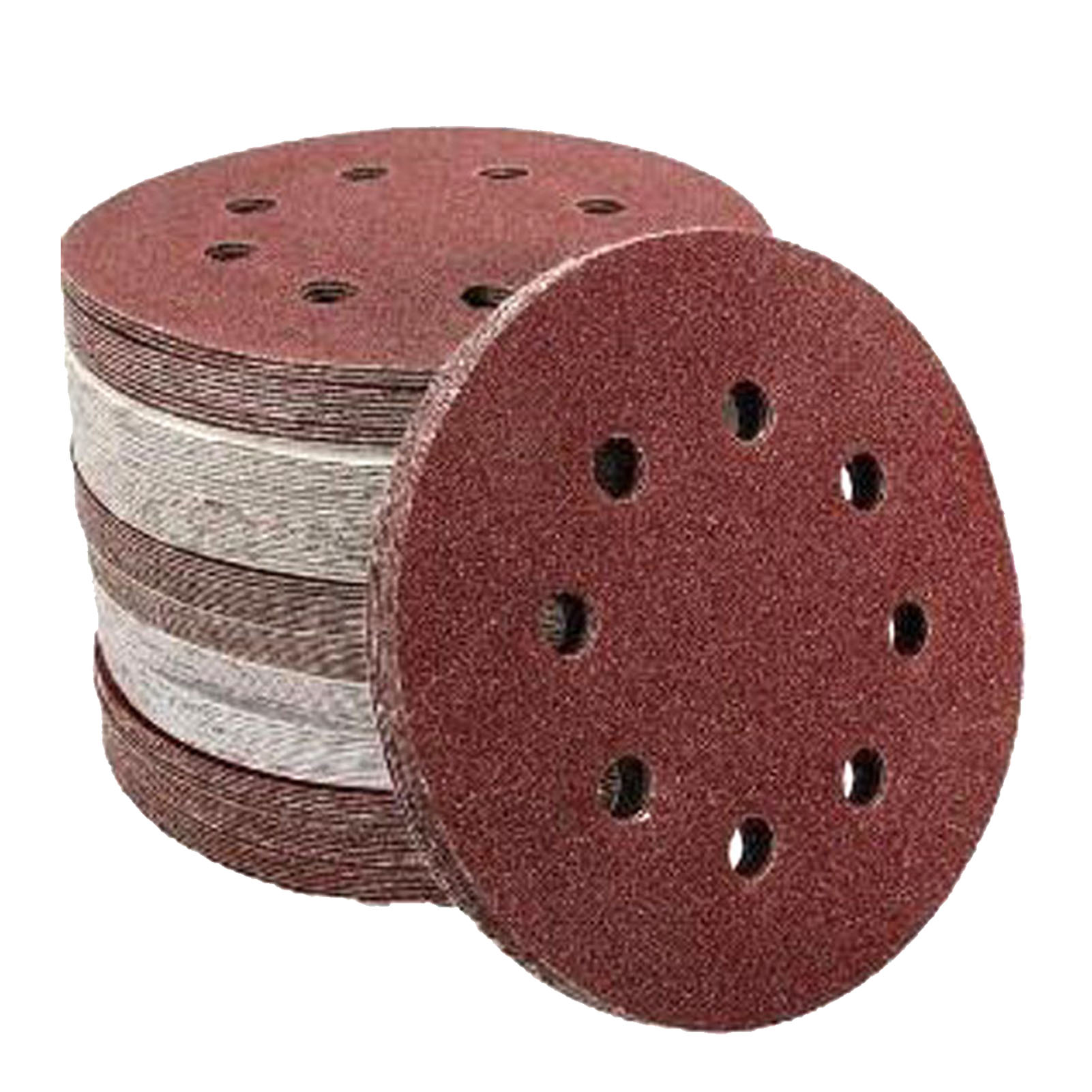 Packung Mit 75 Schleifblättern, 125 Mm, 8 Löcher, 1 Mm, Aluminiumoxid, Körnung 120, 240, 400, 800, 1000, Zum Entfernen Von Rost Und Farbe Sowie Zum Entgraten