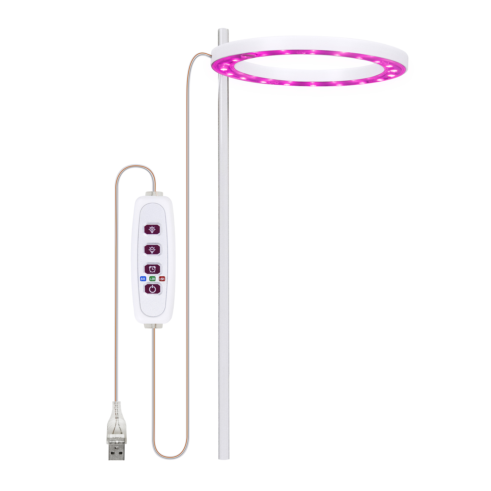 Vollspektrum-led-pflanzenlampe Mit 20 Leds, 8/12/16-stunden-timer, 5 Dimmstufen, Usb-anschluss, Engelsringlicht Für Sukkulenten