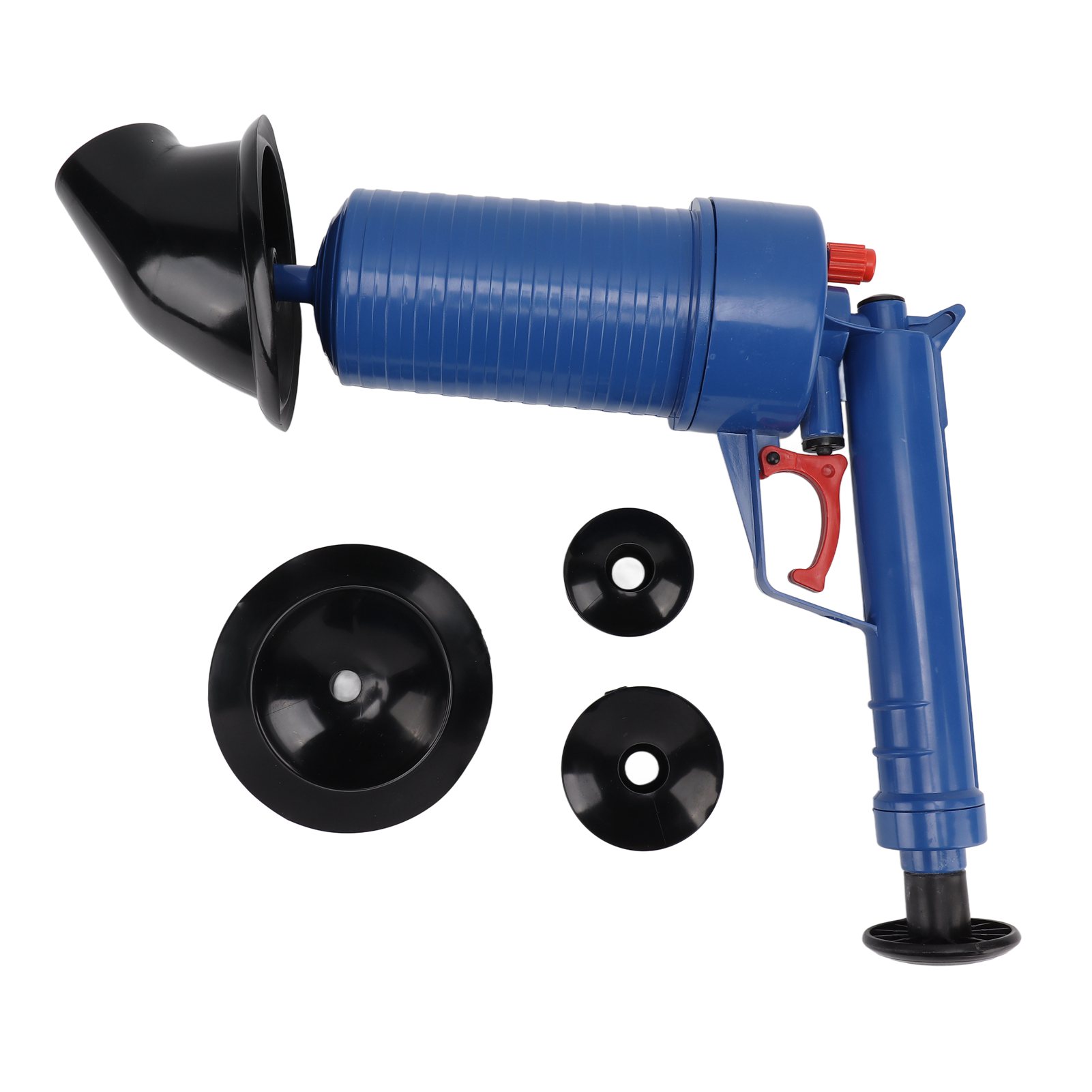 Hochdruck-luftreiniger Mit Schnellem Luftstrahl Für Toiletten, Waschbecken, Badezimmer Und Küchen. Aus Abs, Blau Und Schwarz, Mit 5 Zubehörteilen.