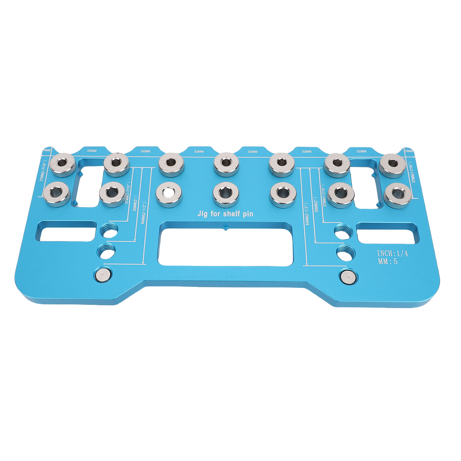 Bohrschablone Aus Blauer Aluminiumlegierung Für Regalböden, Verstellbarer Griffabstand 64, 128, 192 Mm, Montage-set Für Holzmöbelgriffe Mit 2 Bohrern Und Spindel