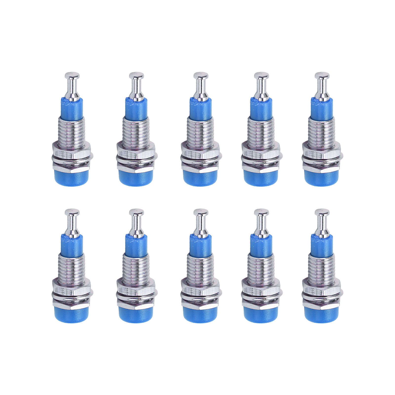 J.40006 Packung Mit 10 Weiblichen 2-mm-bananensteckern Für Die Panelmontage, Blau Vernickelte Schnittstellenbox