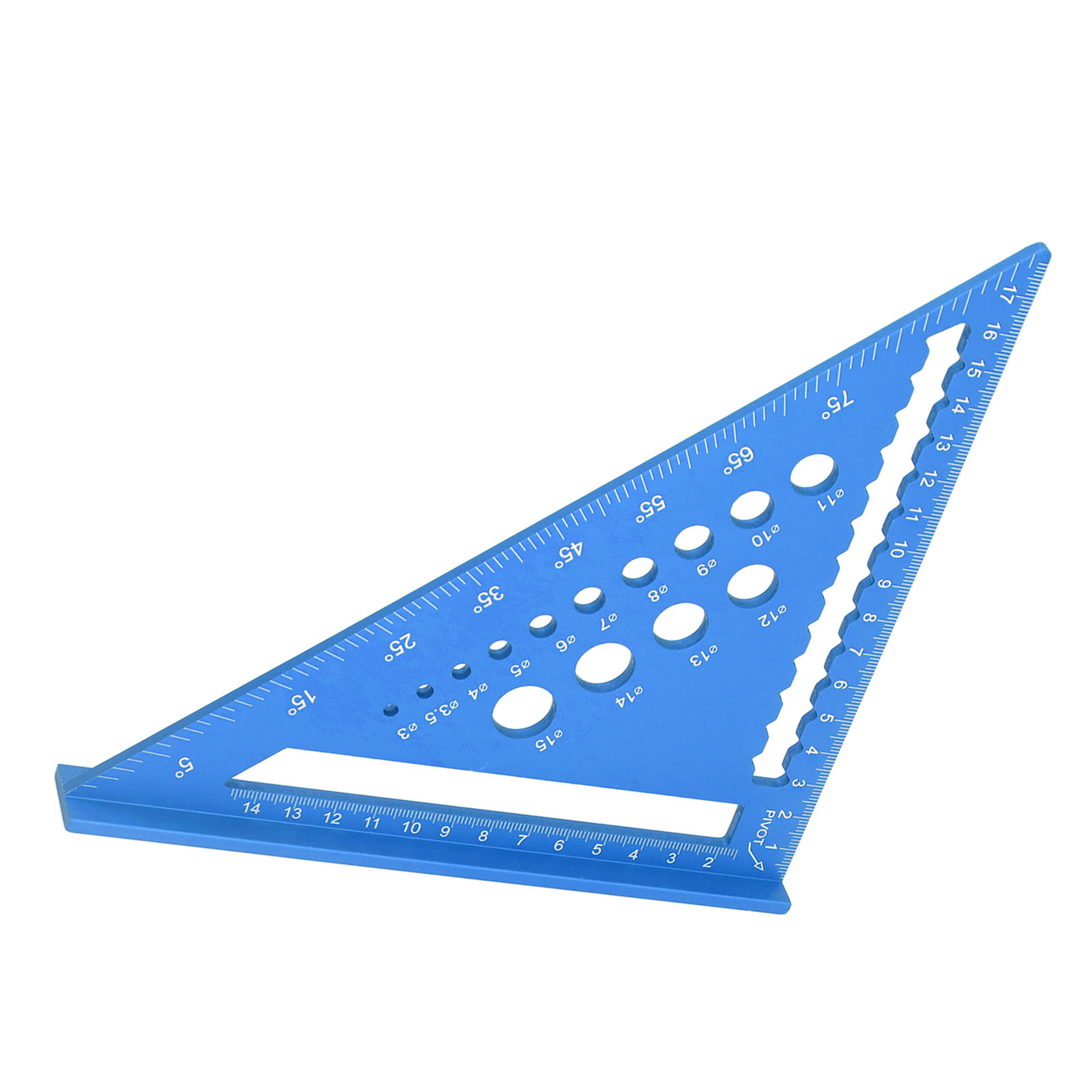 18 Cm Großer Zimmermannswinkel Aus Aluminiumlegierung Mit 90°-loch, Metrischem Lineal, Winkelmesser Und Markierungsschablone Für Holz, Blau