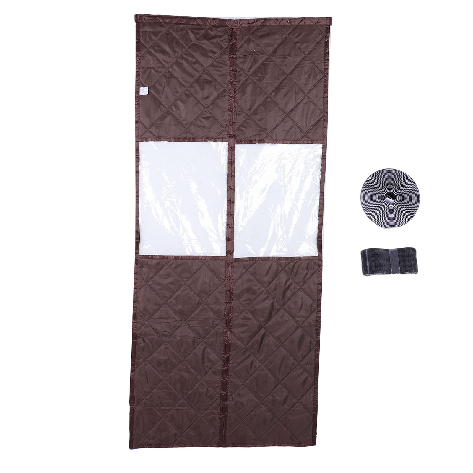 Magnetischer, Wärmeisolierter Wintertürvorhang Mit Transparentem Fenster, Zugluftdicht Für Haustüren, 93 X 196 Cm, Braun/kaffeefarben