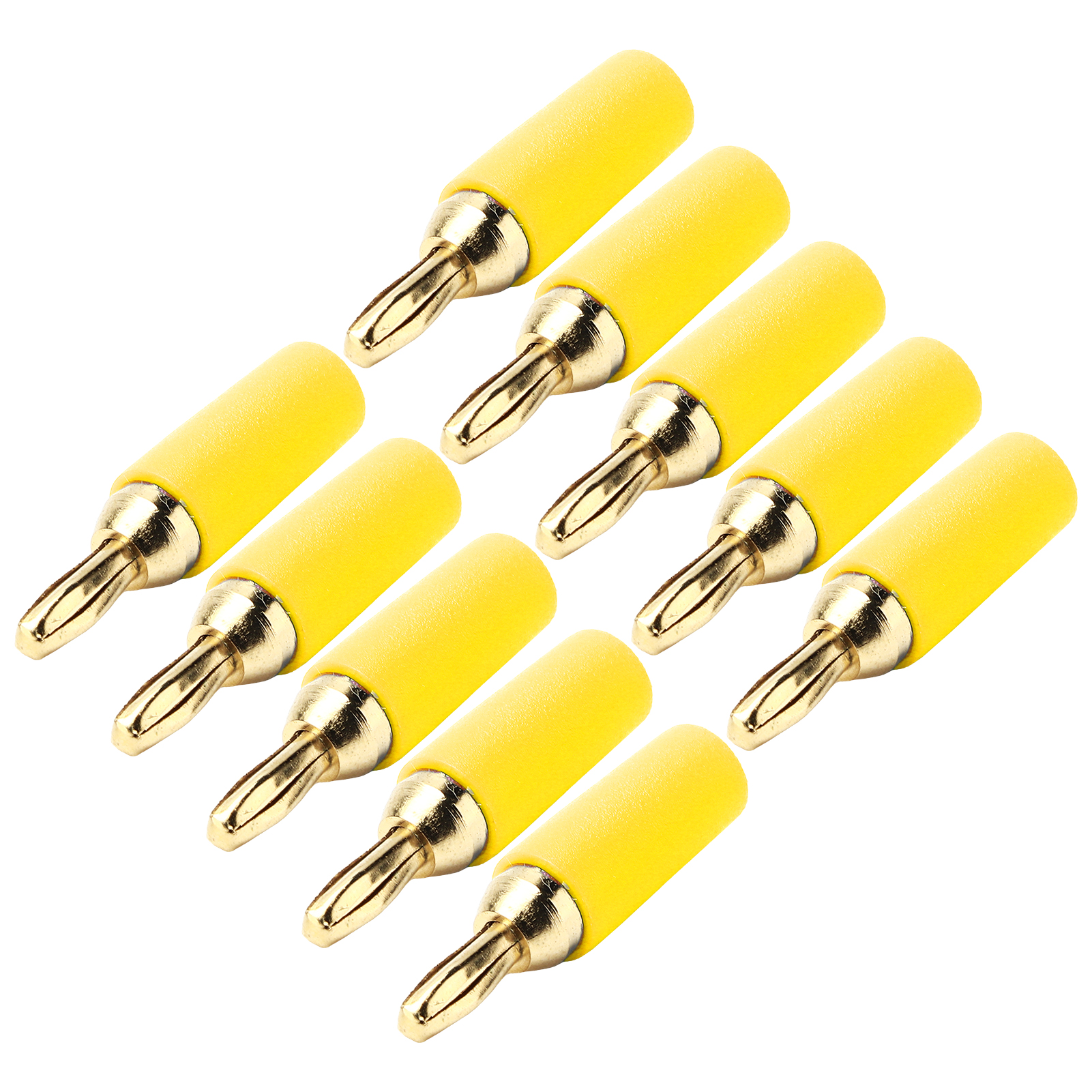 Packung Mit 10 Bananensteckern (2,5 Mm), Vergoldetes Messing, Zum Löten, Zubehörset, Gelb