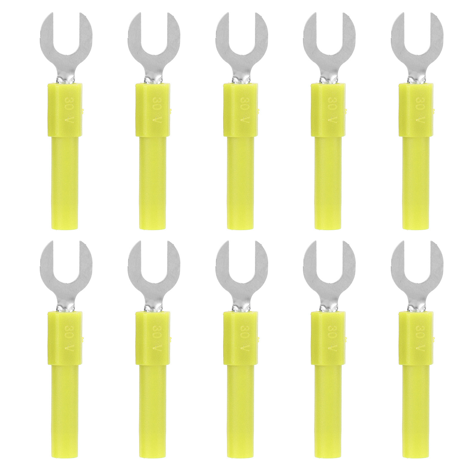 10 Stück Y-förmige Gabelverbinder Aus Messing, 6 Mm Bohrung, 4 Mm Bananenstecker, 30 V Ac – 60 V Dc, Max. 10 A, Gelb