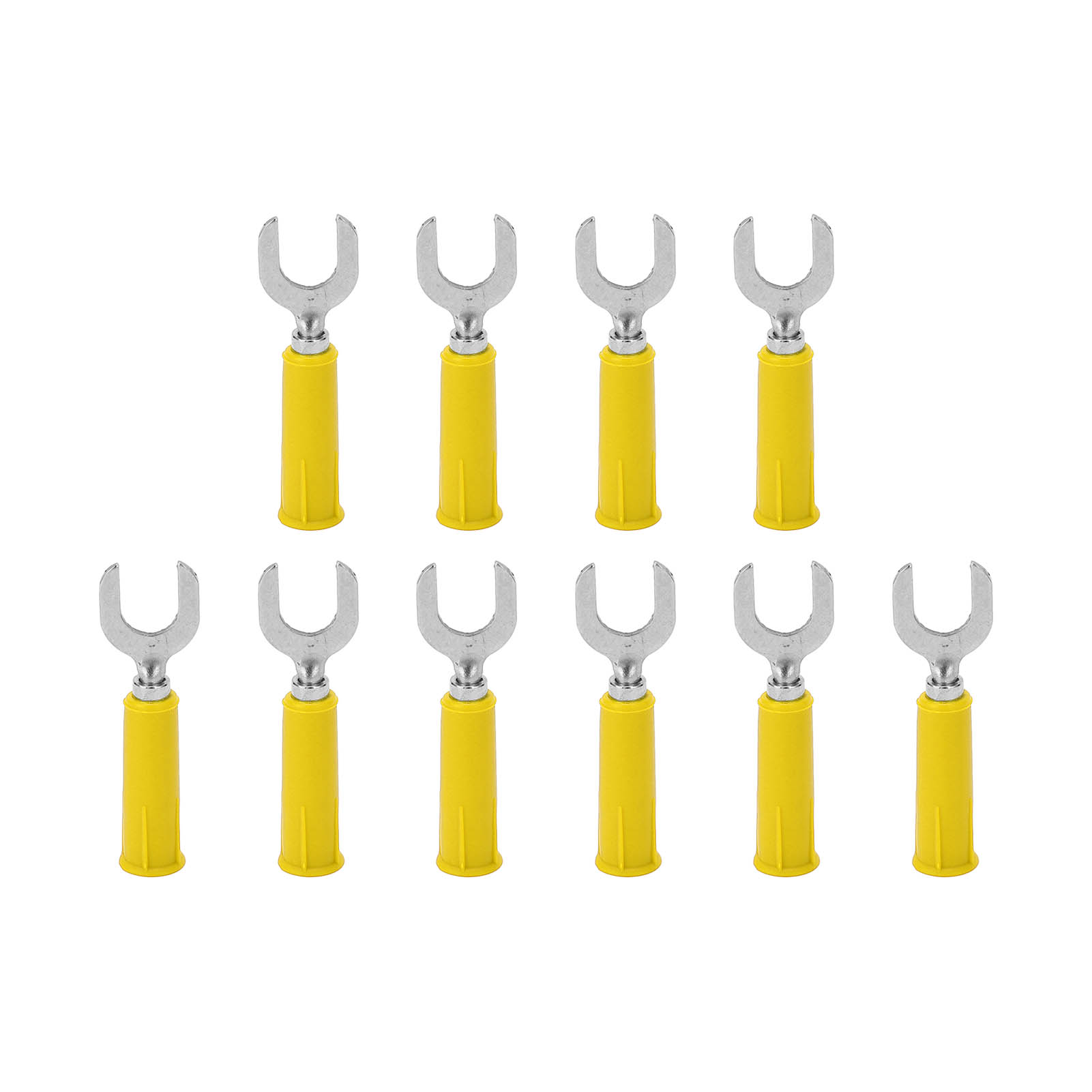 Packung Mit 10 Flachverbindern, Bananensteckern, Messing, Pvc, 4 Mm/0,2 Zoll Bohrung, 8 Mm/0,3 Zoll Bohrung, U-förmiger Stecker, Gelb
