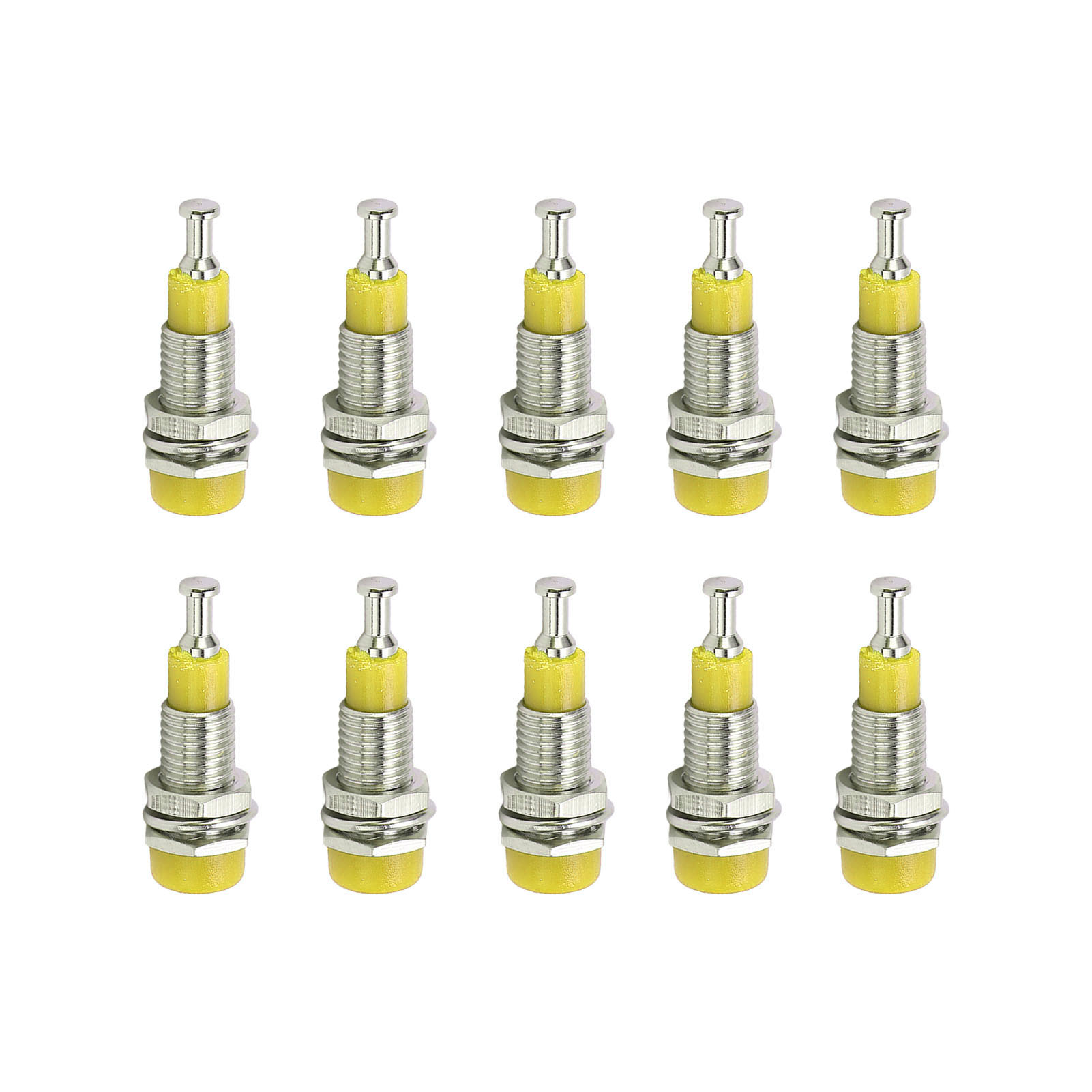 J.40006 Packung Mit 10 Weiblichen 2-mm-bananensteckern Für Die Schalttafelmontage, Gelb Vernickelte Messing-anschlussklemmen