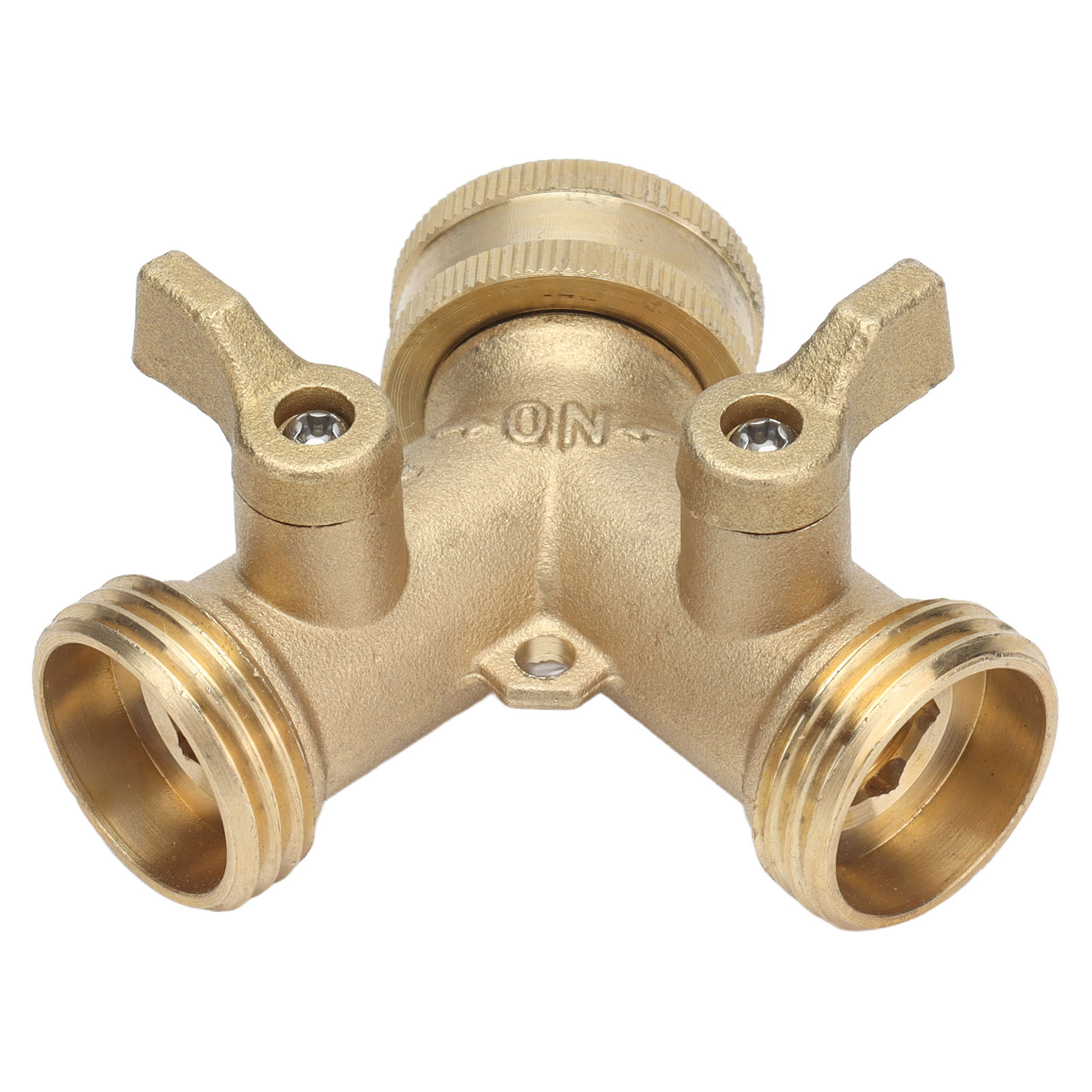 Gelber, Gummierter Y-förmiger 2-wege-verteiler Aus Messing Mit 3/4" Npt-gewinde Und Einer Druckfestigkeit Von 0,8 Mpa Zum Bewässern Von Pflanzen Und Waschen Von Autos, Inklusive Dichtungen.