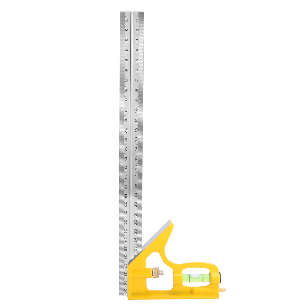 Verstellbarer Kombinationswinkel Aus Edelstahl, 90°-winkelmesser, Messwerkzeug Für Holzbearbeitung, 300 Mm, Gelb A10d09