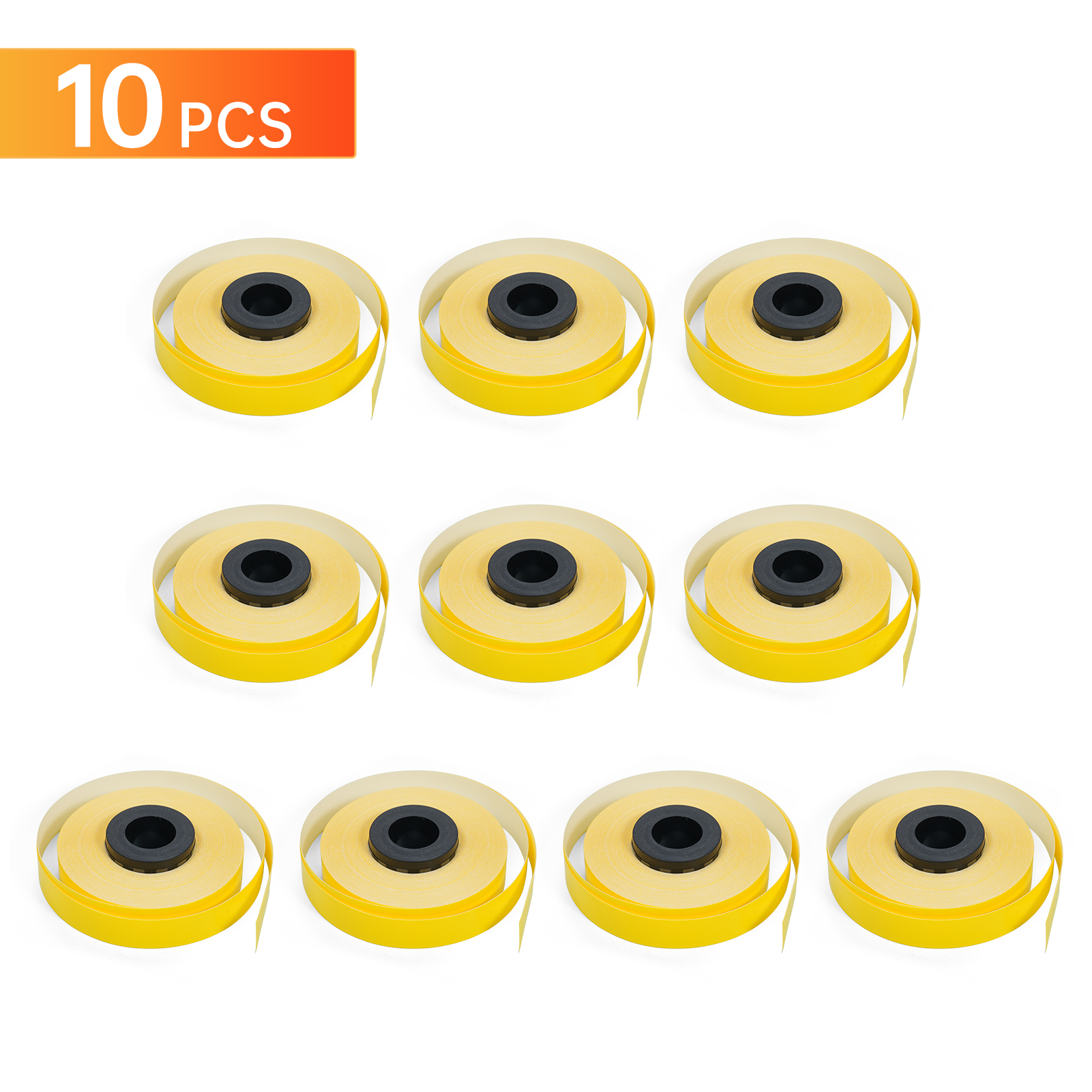Set Mit 10 Nachfüll-pet-etikettenbändern, Kompatibel Mit Den Druckern Max Lm Lm-370a, Lm-380e, Lm-380a, Lm-380ez Und Lm-390a, 9 Mm X 8 M, Gelb